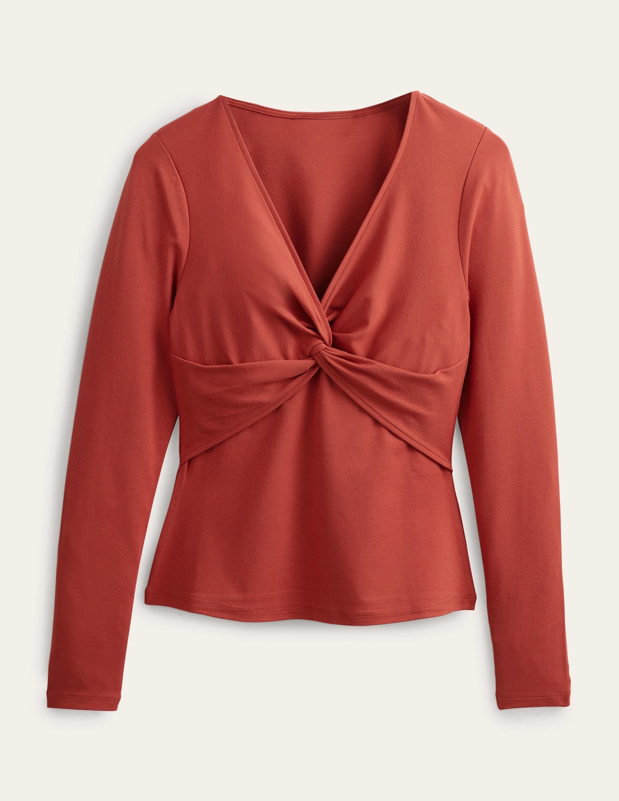 Ponte Twist Front Jersey Top-Chili Oil - Image 6