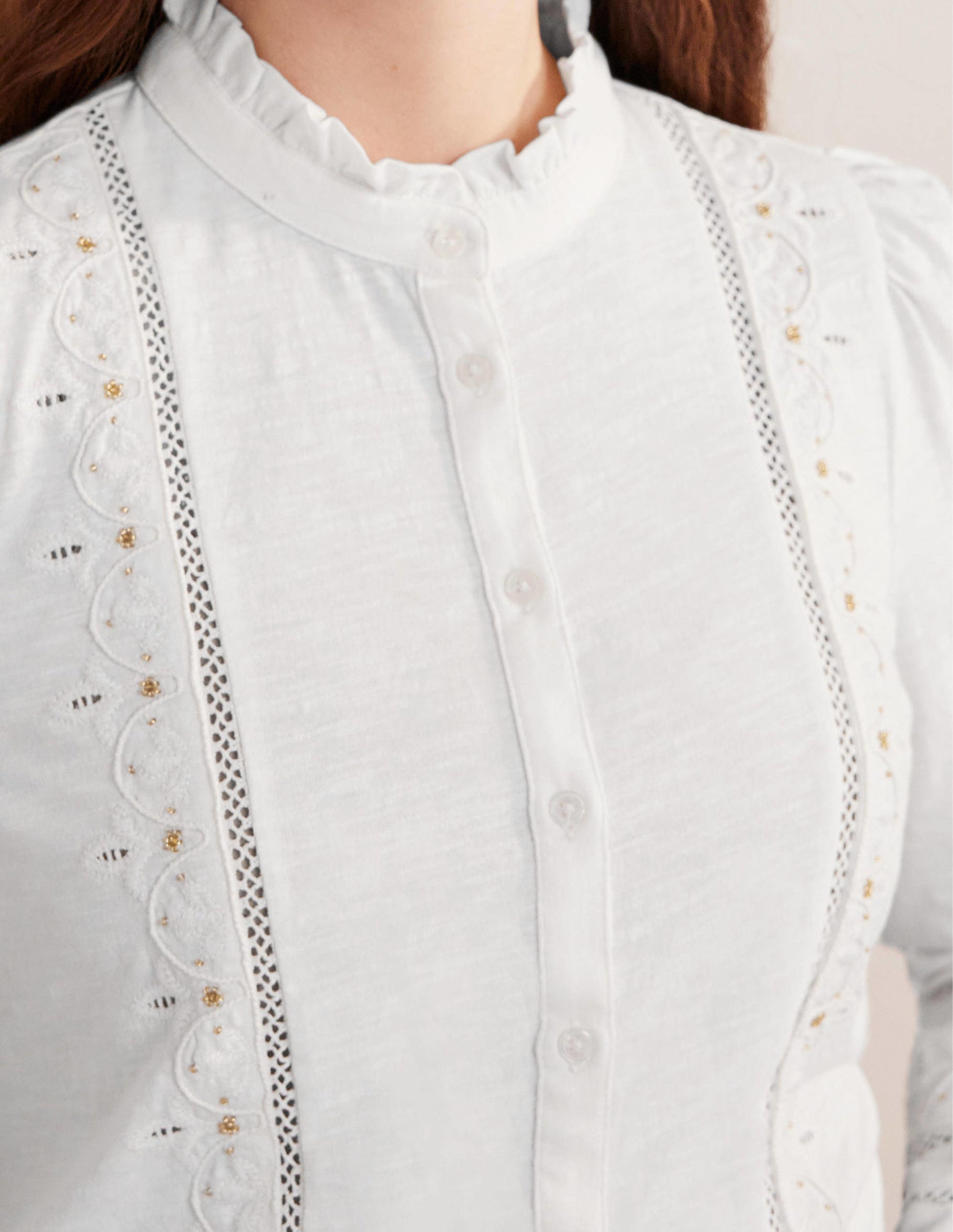 Embroidered Jersey Shirt-White-2