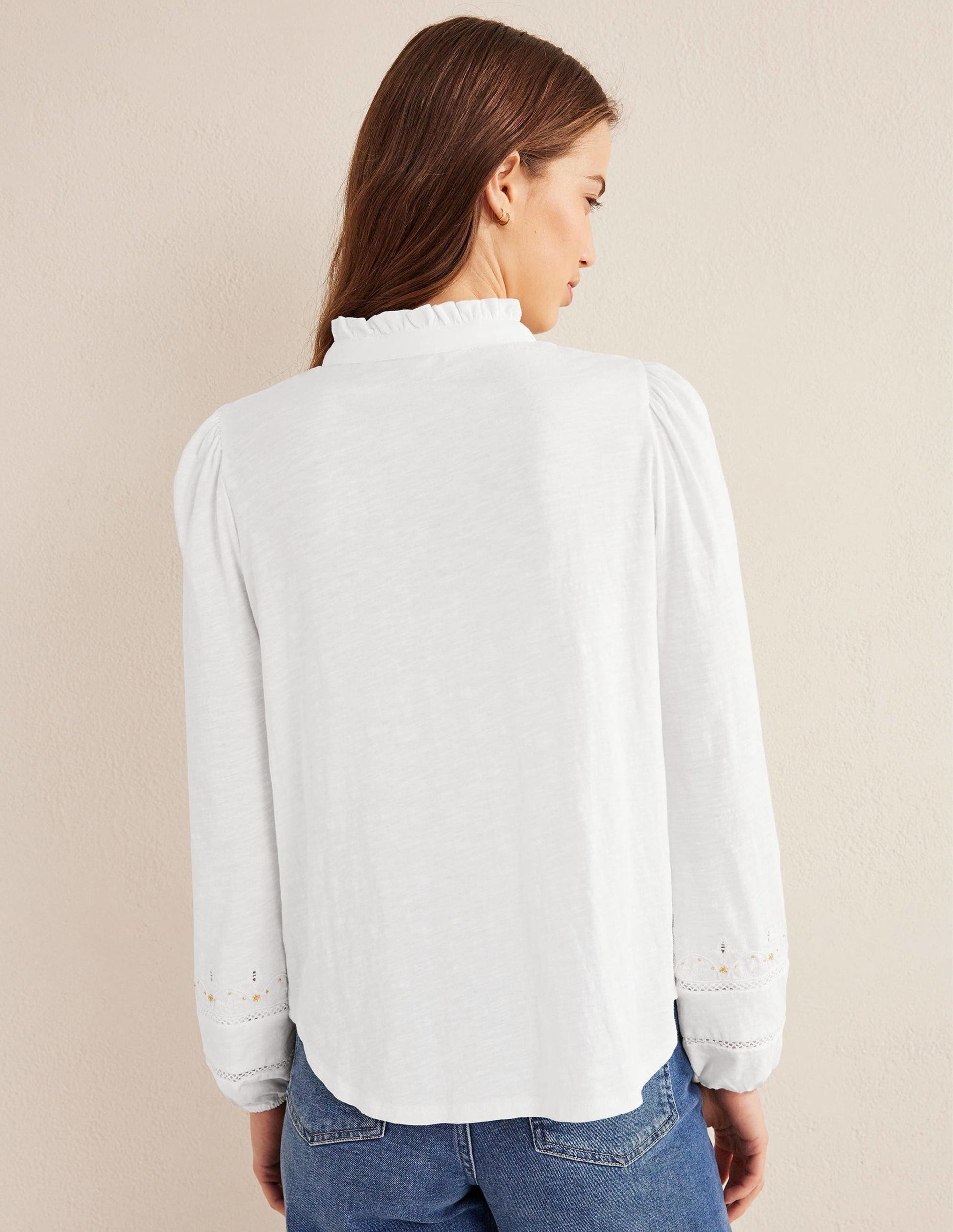 Embroidered Jersey Shirt-White-3