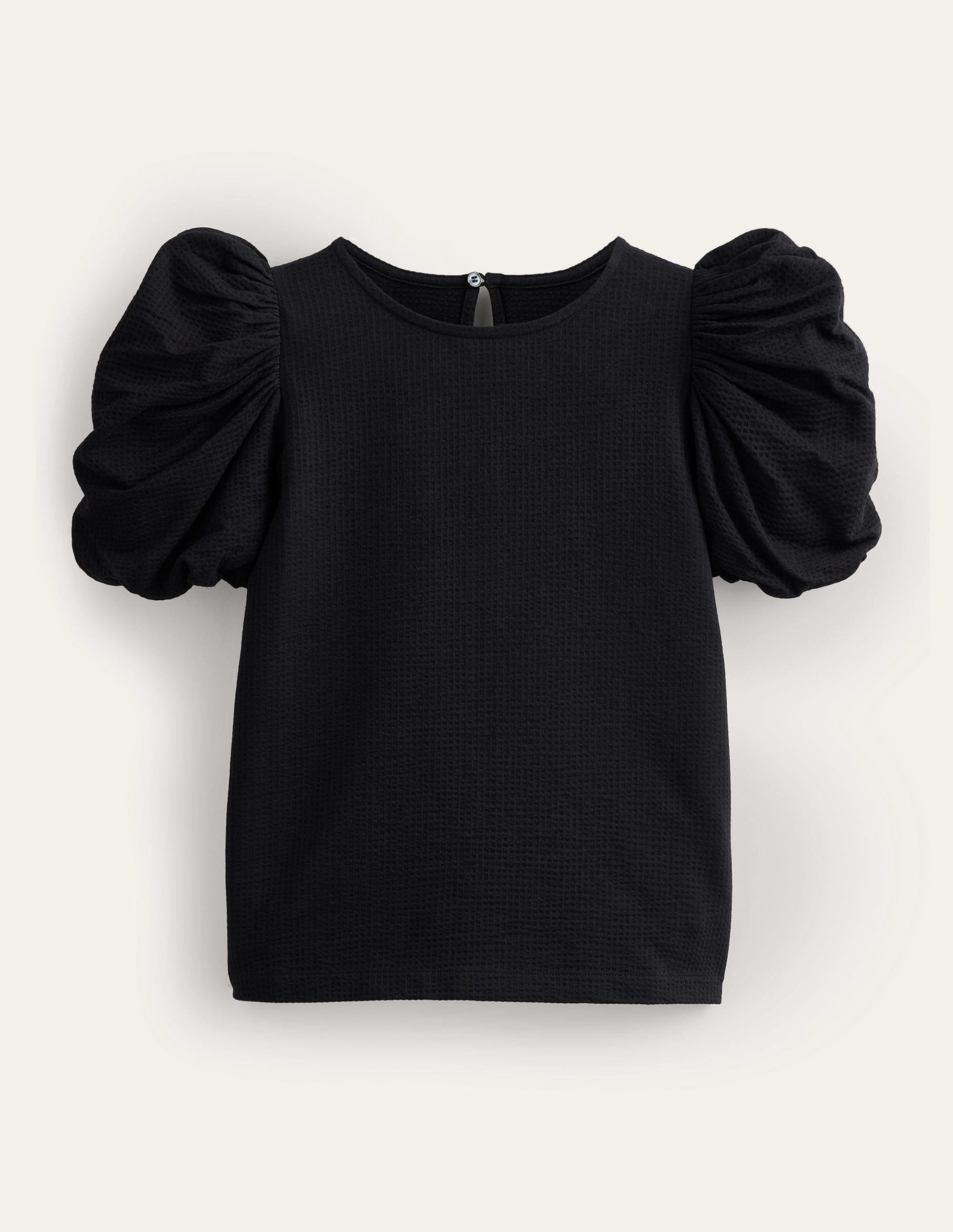 Puff Sleeve Jersey Top-Black - Image 5