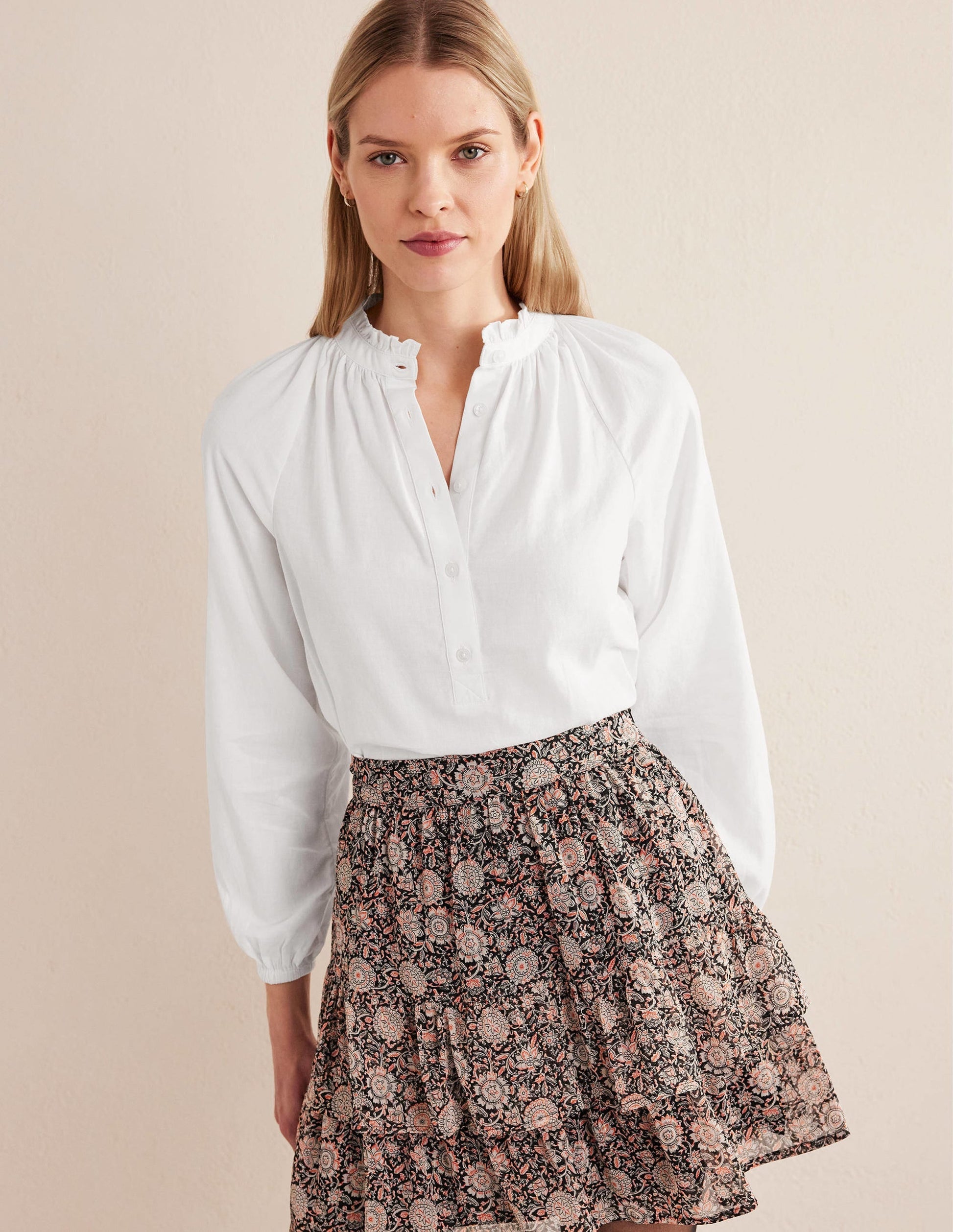 Everyday Cotton Popover Shirt-White-1