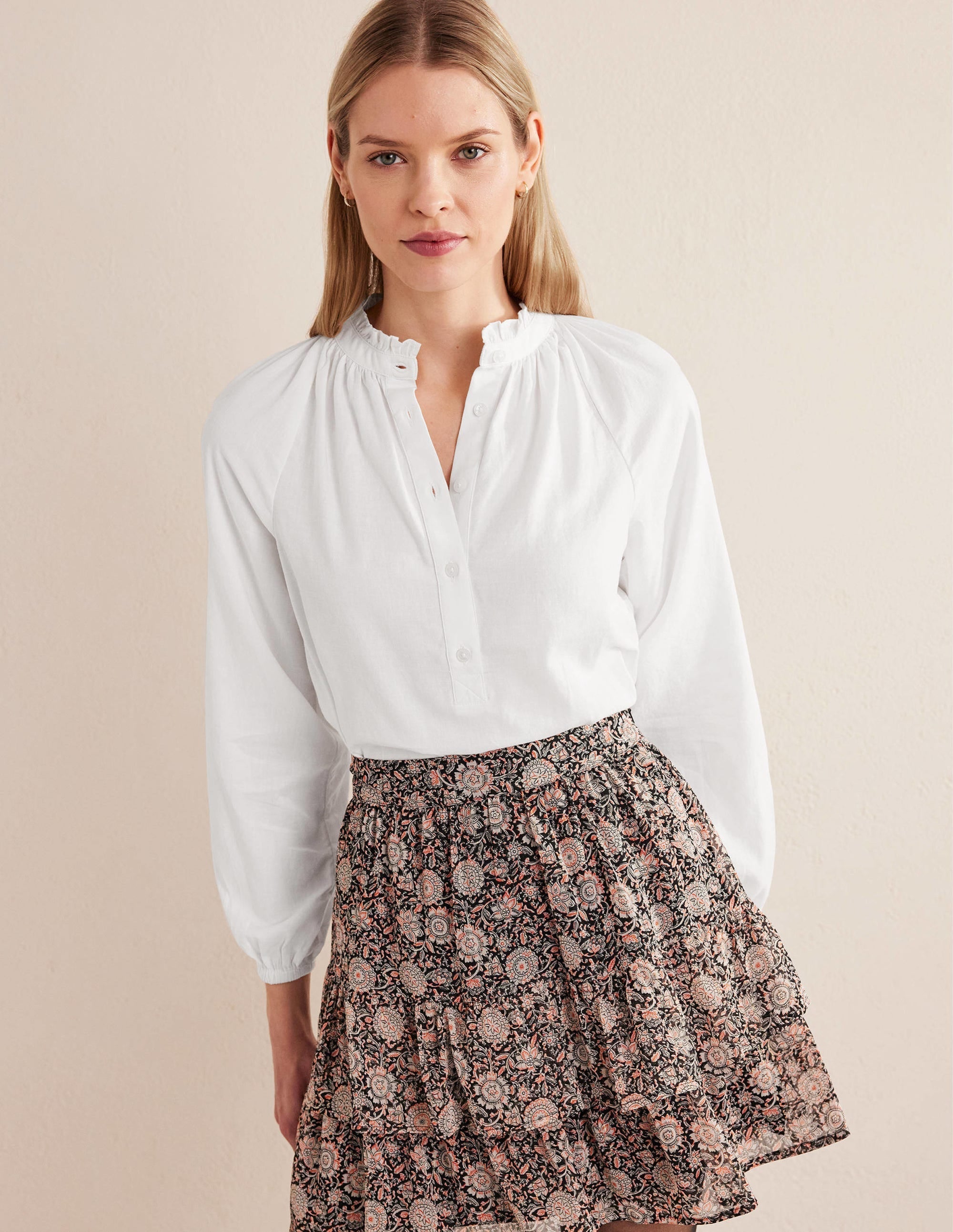 Everyday Cotton Popover Shirt-White - Image 1