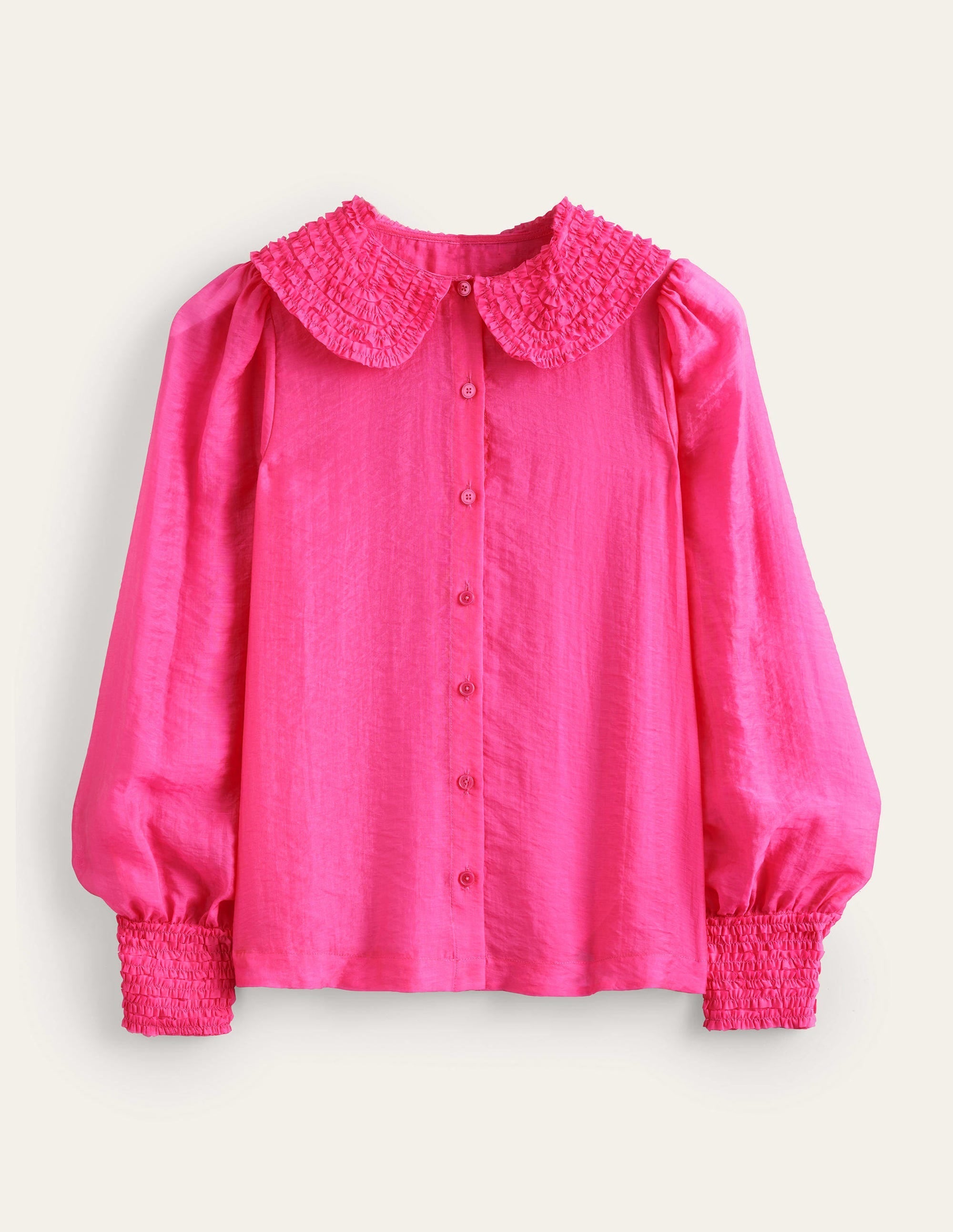 Ruffle Detail Organza Shirt-Shocking Pink - Image 5