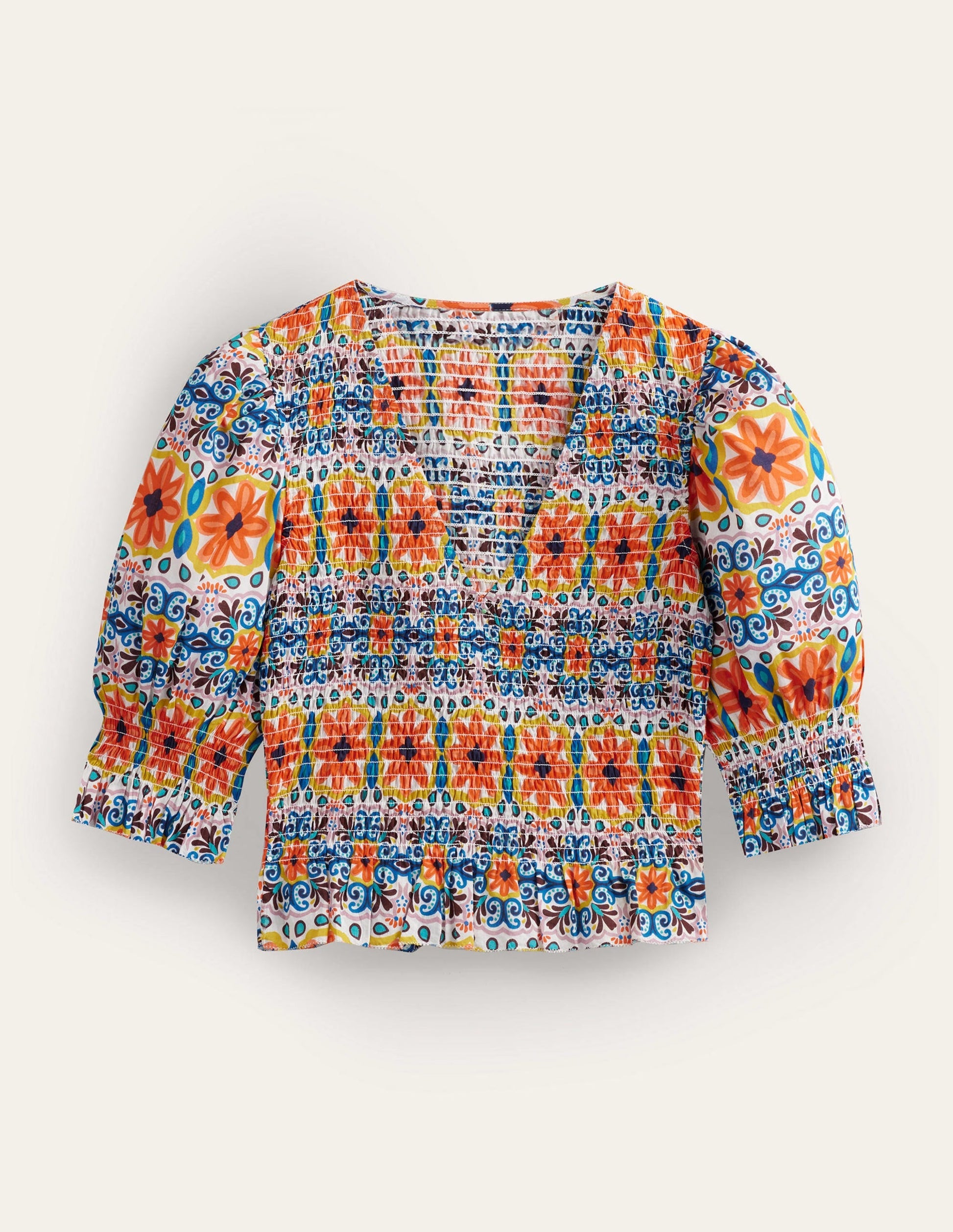 Smocked Bodice Crop Top-Multi, Tapestry Stripe-6