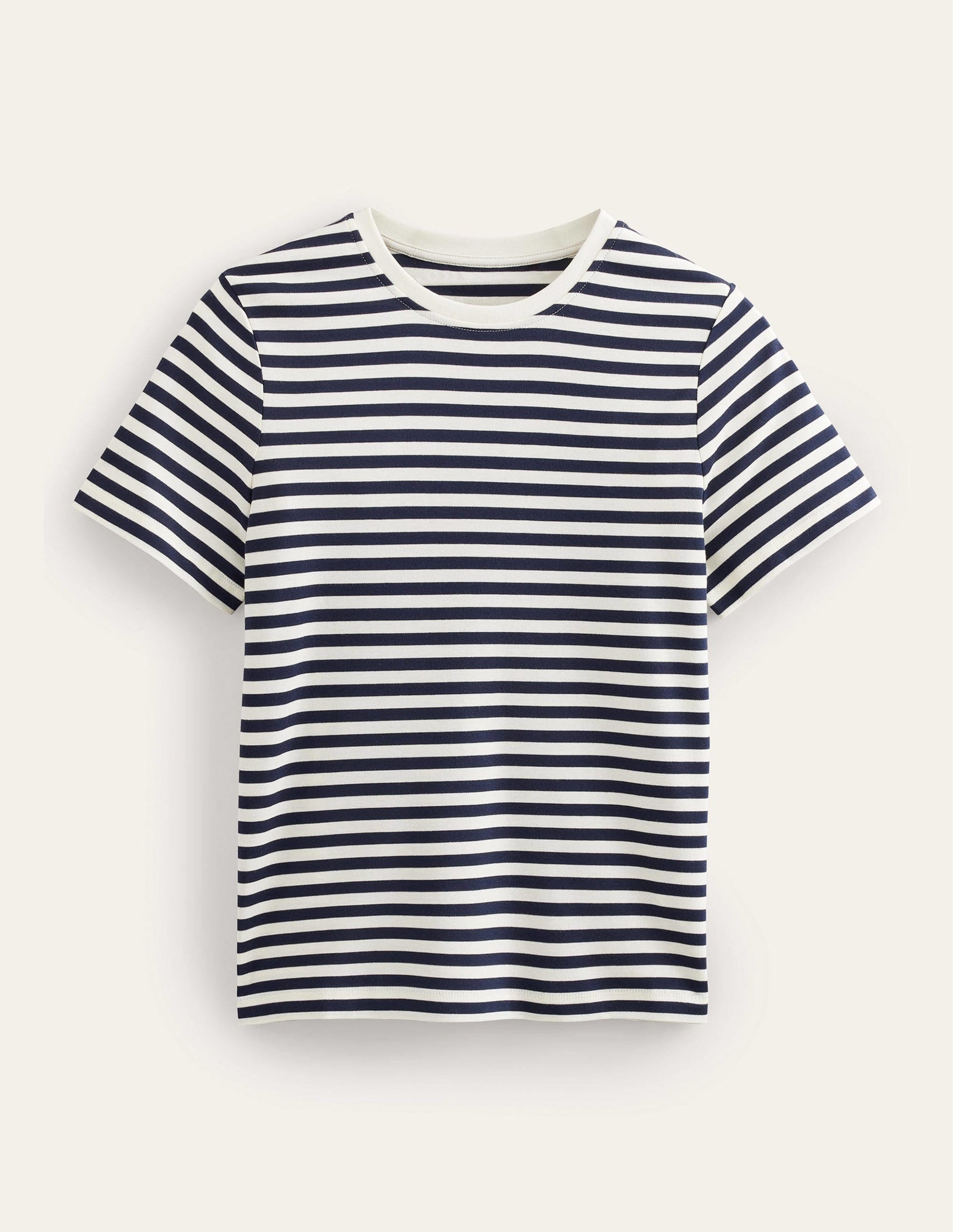 Perfect Cotton T-Shirt-Ivory / Navy Stripe-5