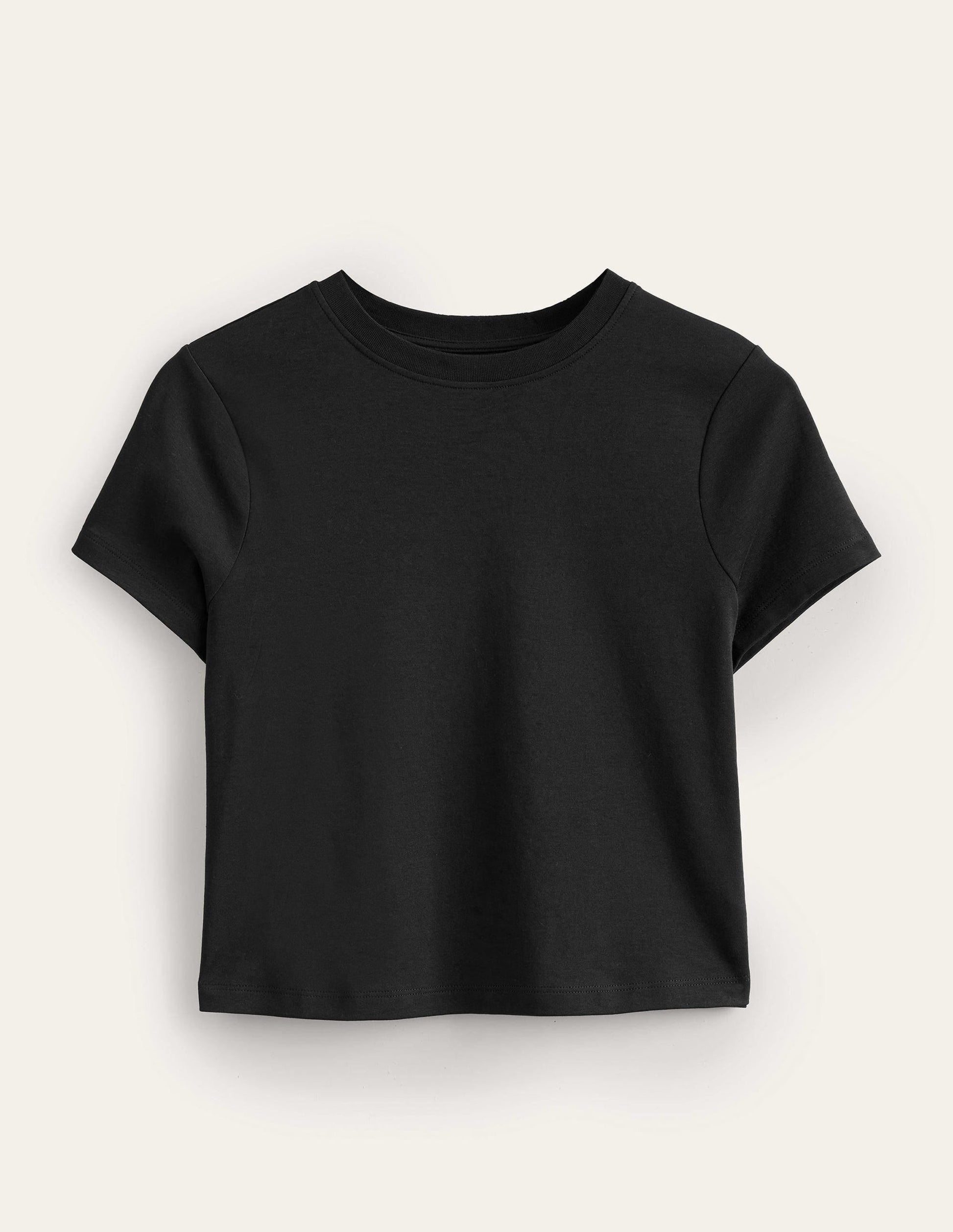 Perfect Cotton Cropped T-Shirt-Black-6