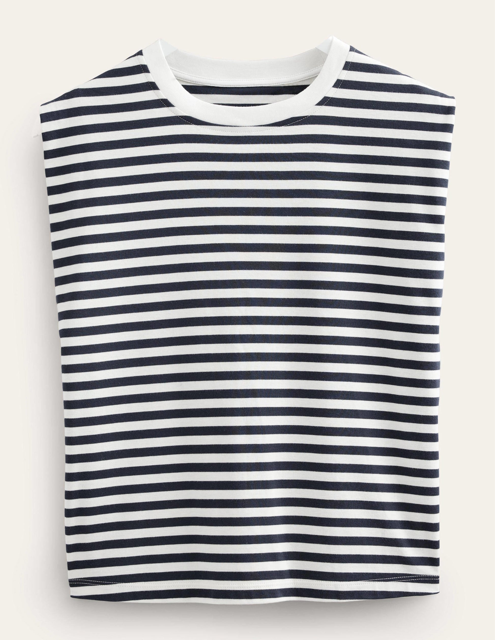 Perfect Cotton Sleeveless Top-Ivory / Navy Stripe-5