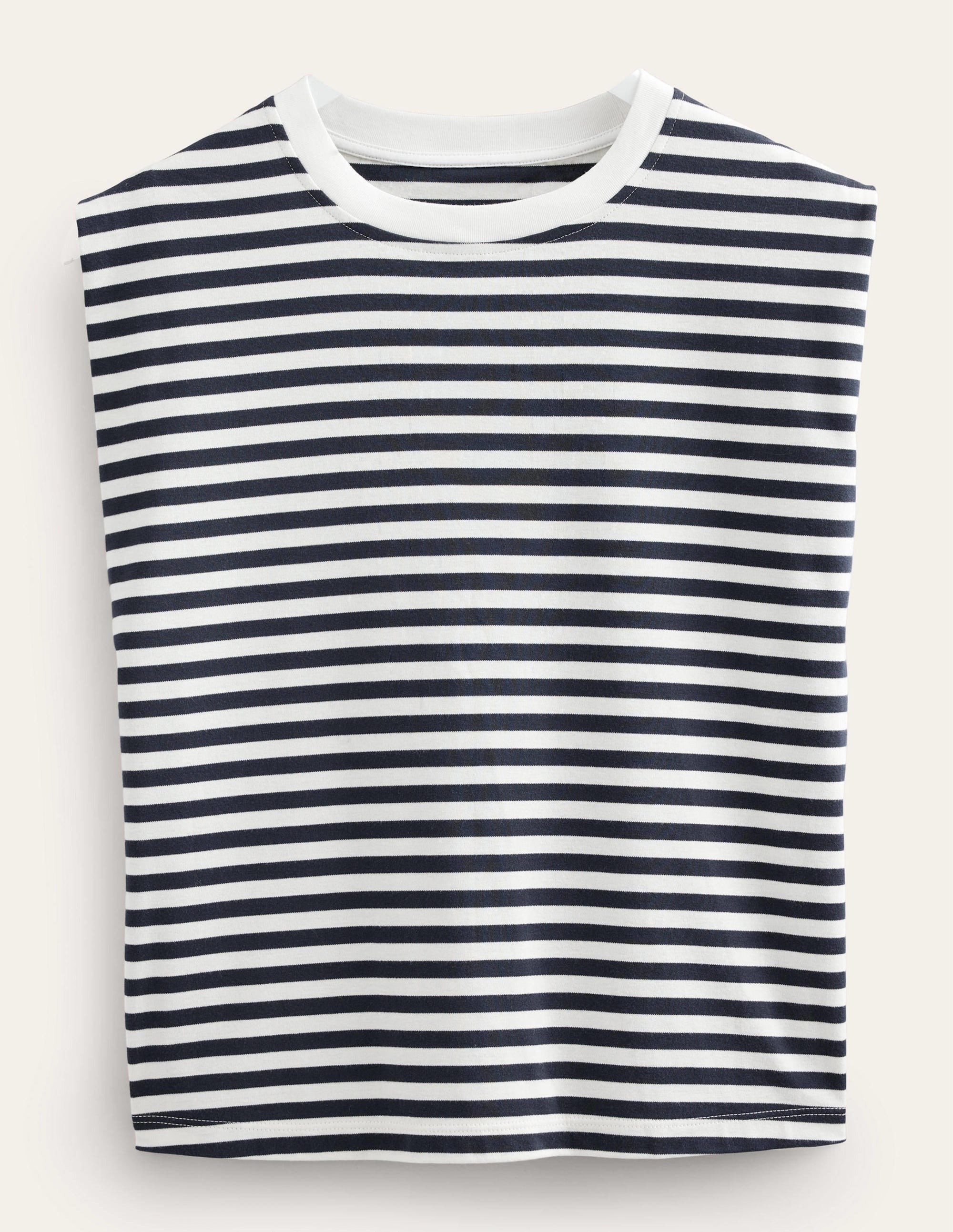 Perfect Cotton Sleeveless Top-Ivory / Navy Stripe - Image 5