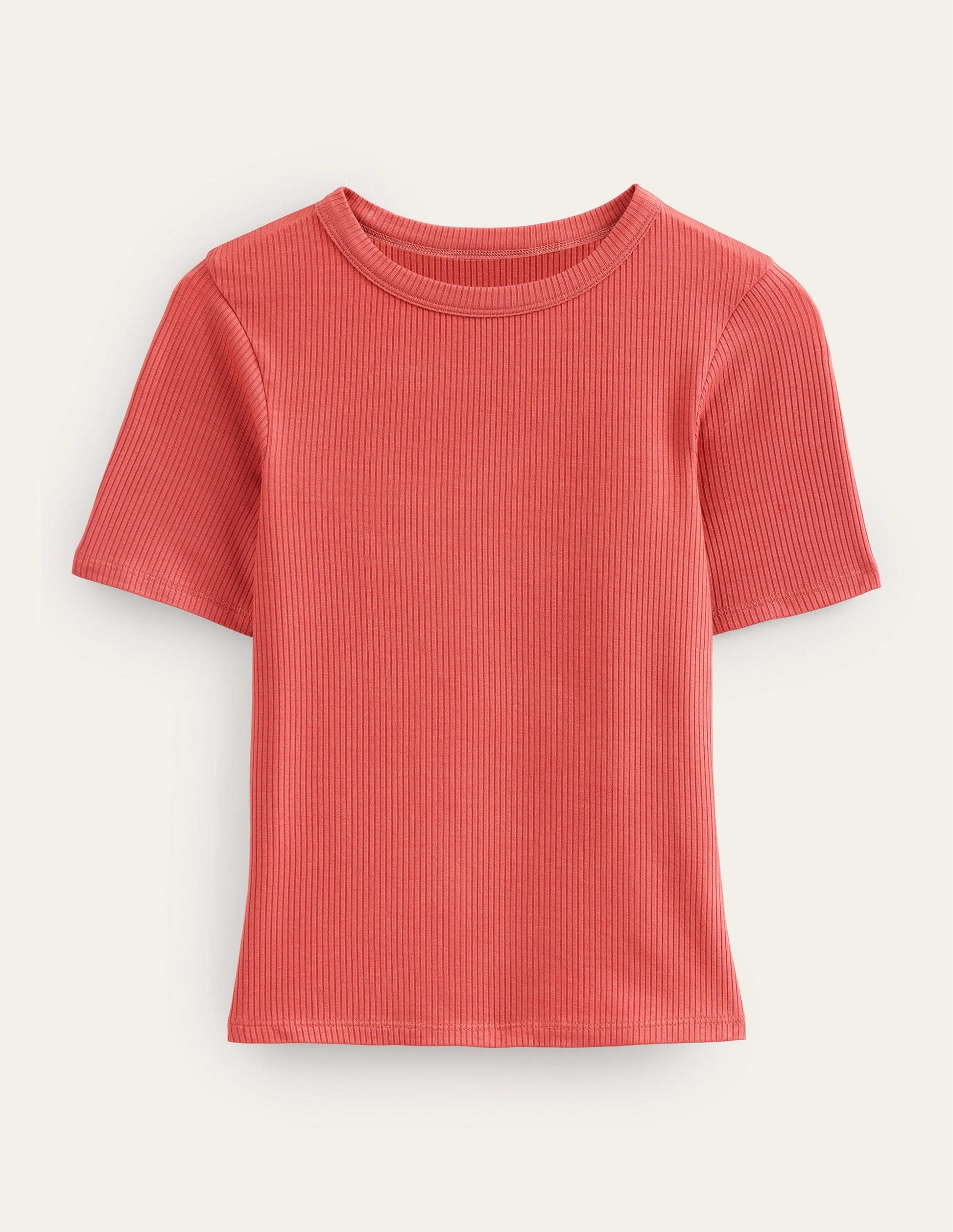 Soft Ribbed Crew Neck T-shirt-Fox-5