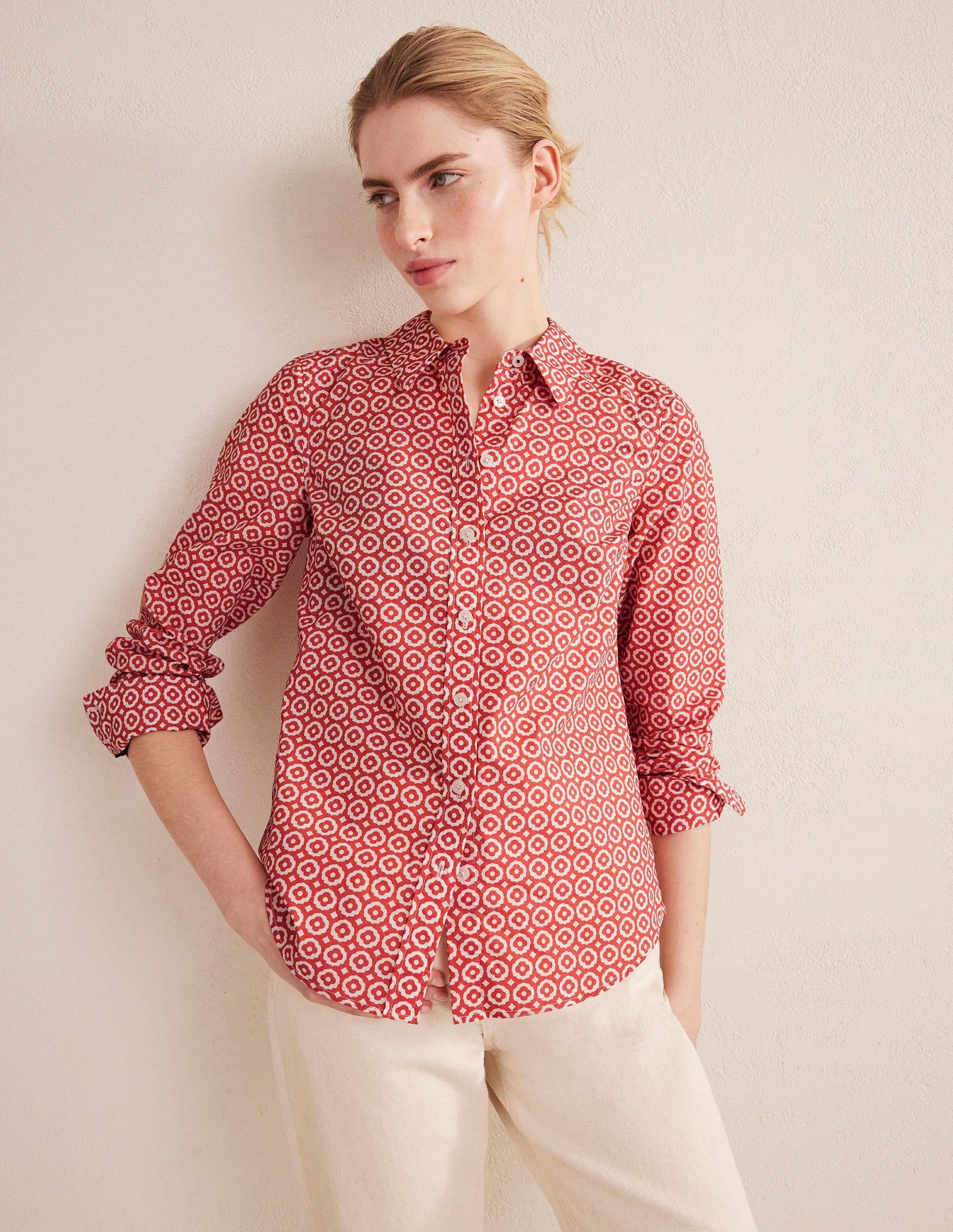 Straight Cotton Shirt-Faded Rose, Diamond Pop-1