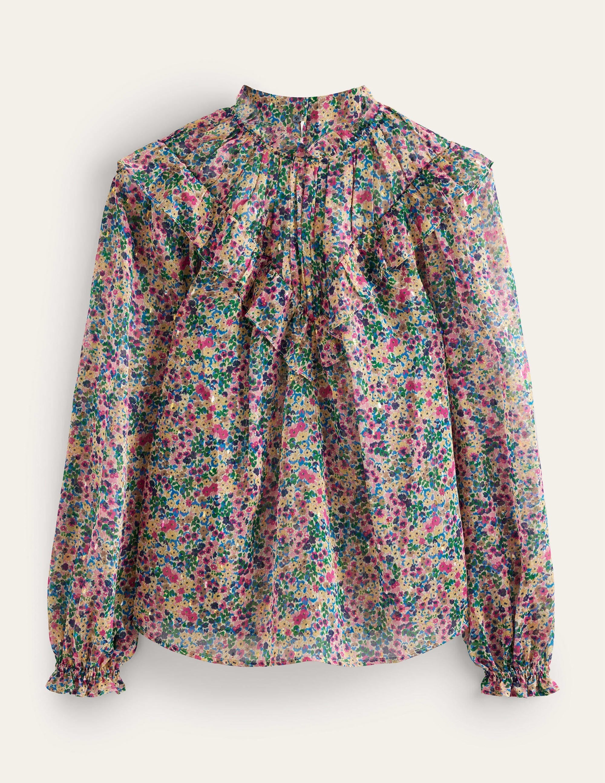V Yoke Flounce Top-Ivory, Gardenia Petal - Image 5