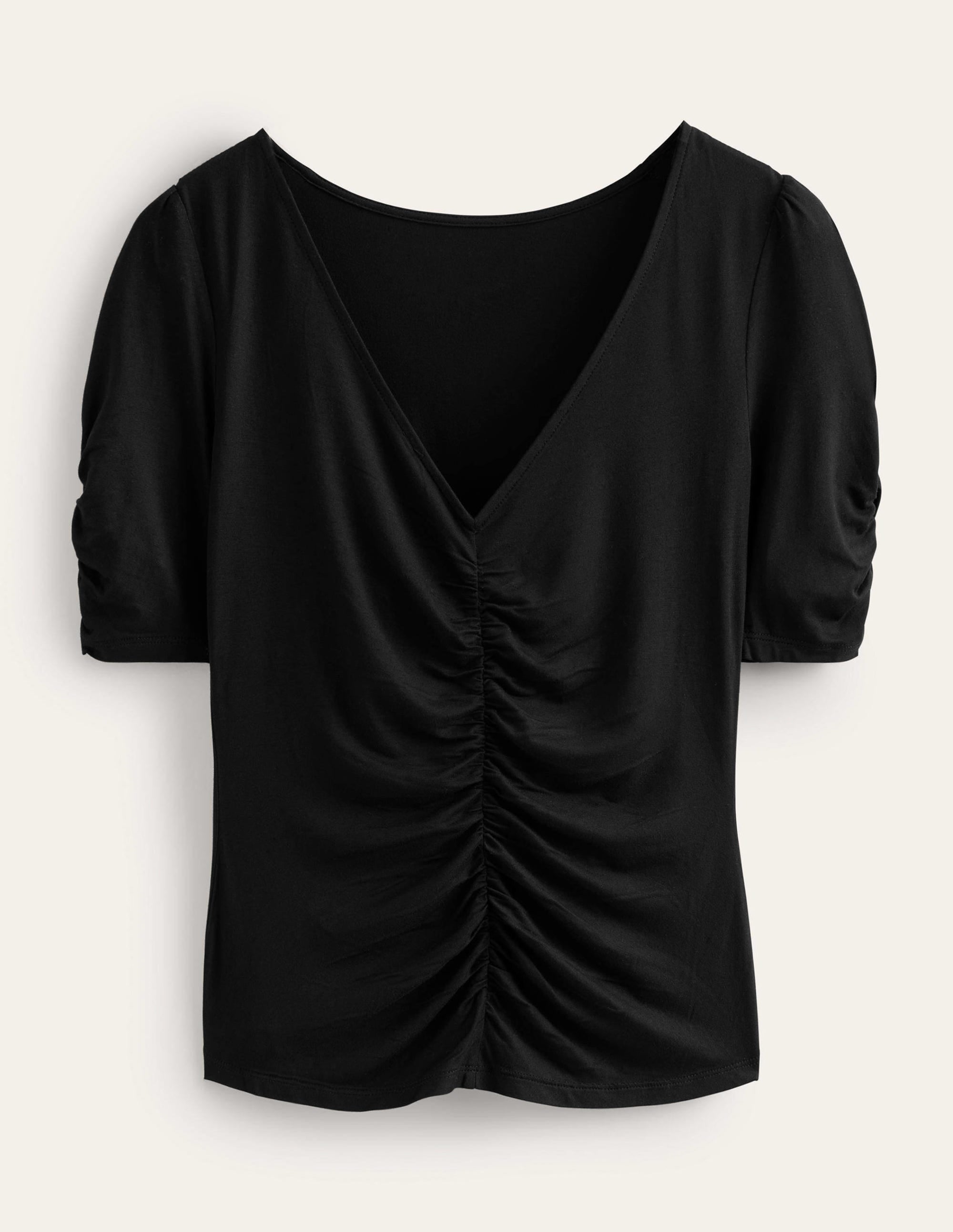 Ruched Front Printed Top-Black - Image 5