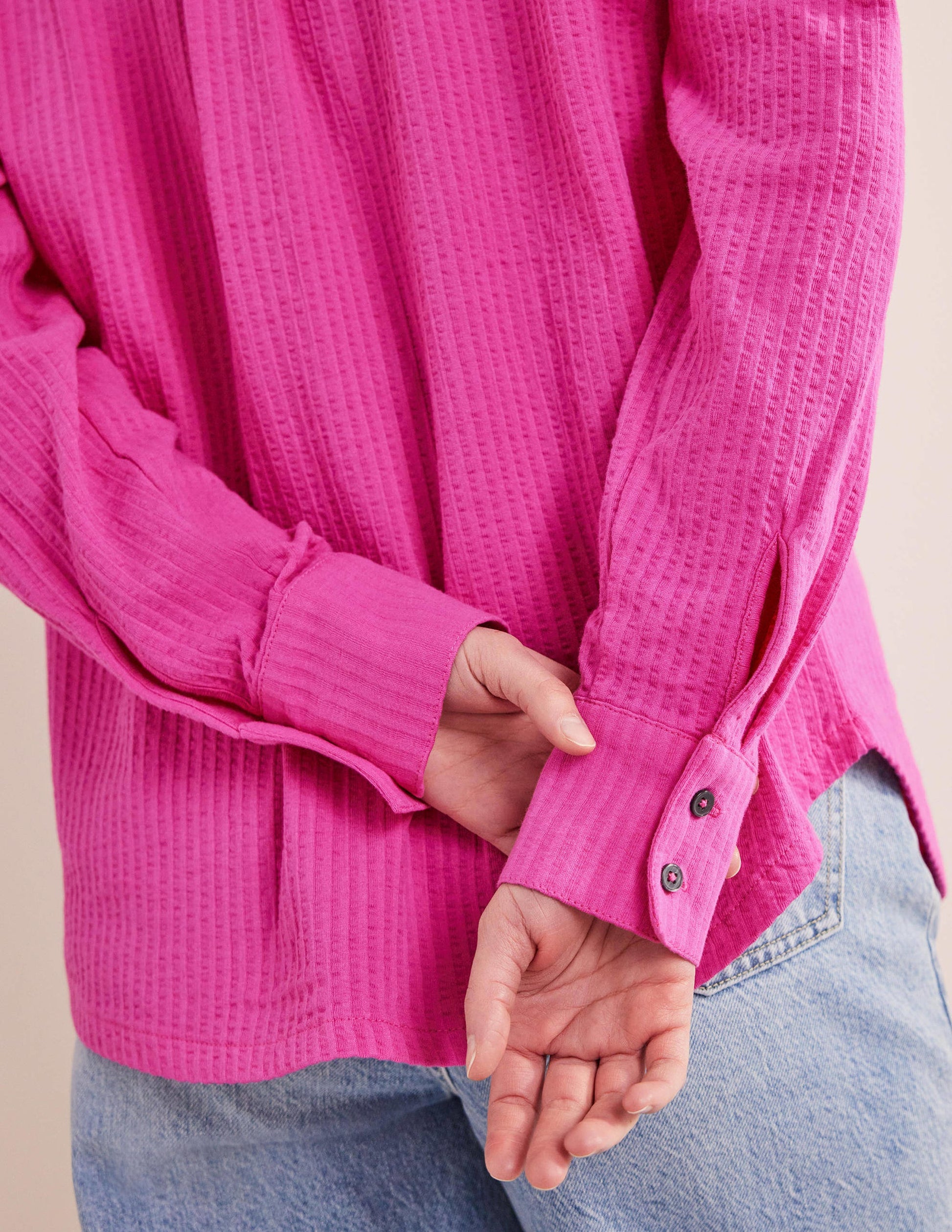 Textured Jersey Shirt-Rose Violet-2