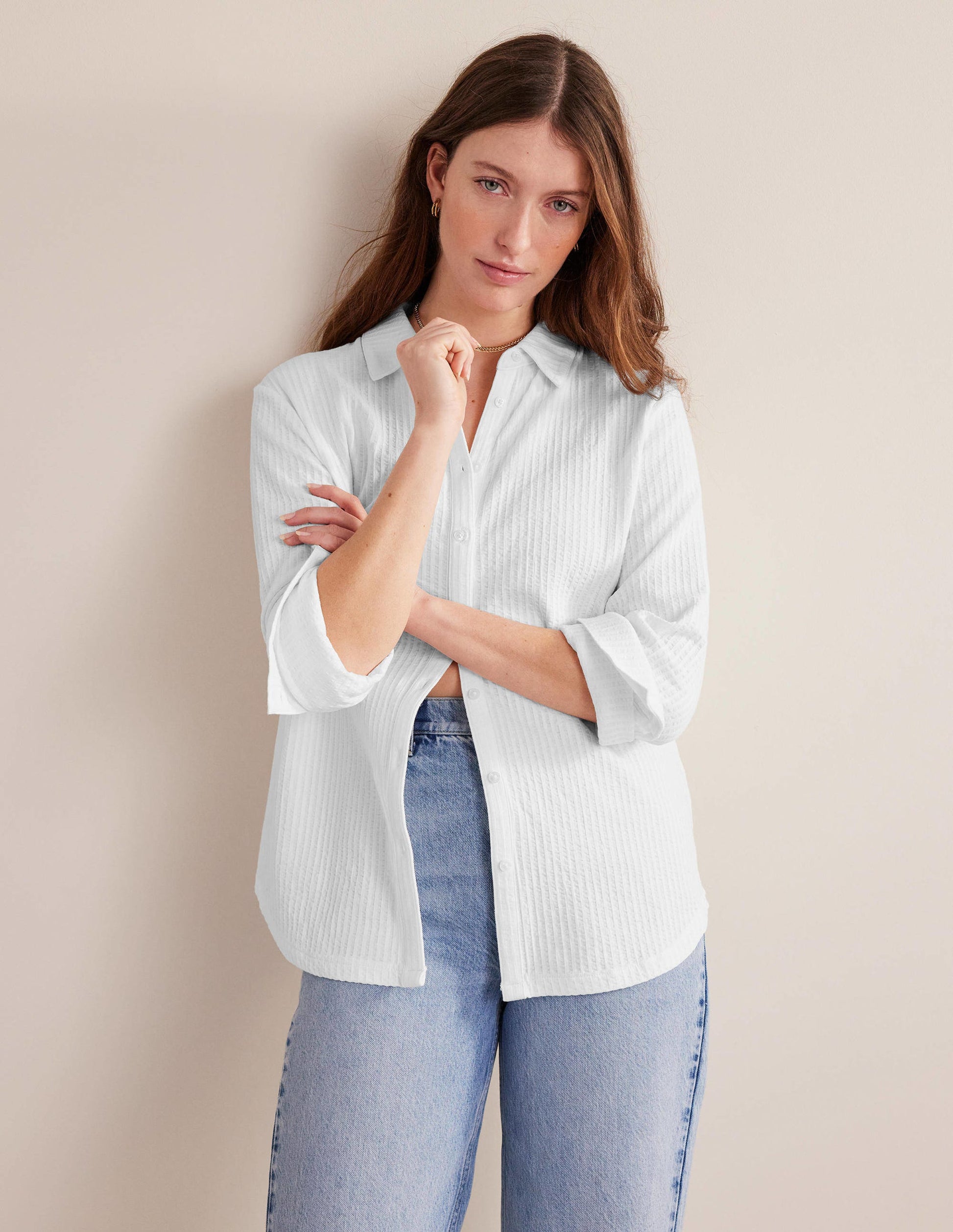 Textured Jersey Shirt-White-1