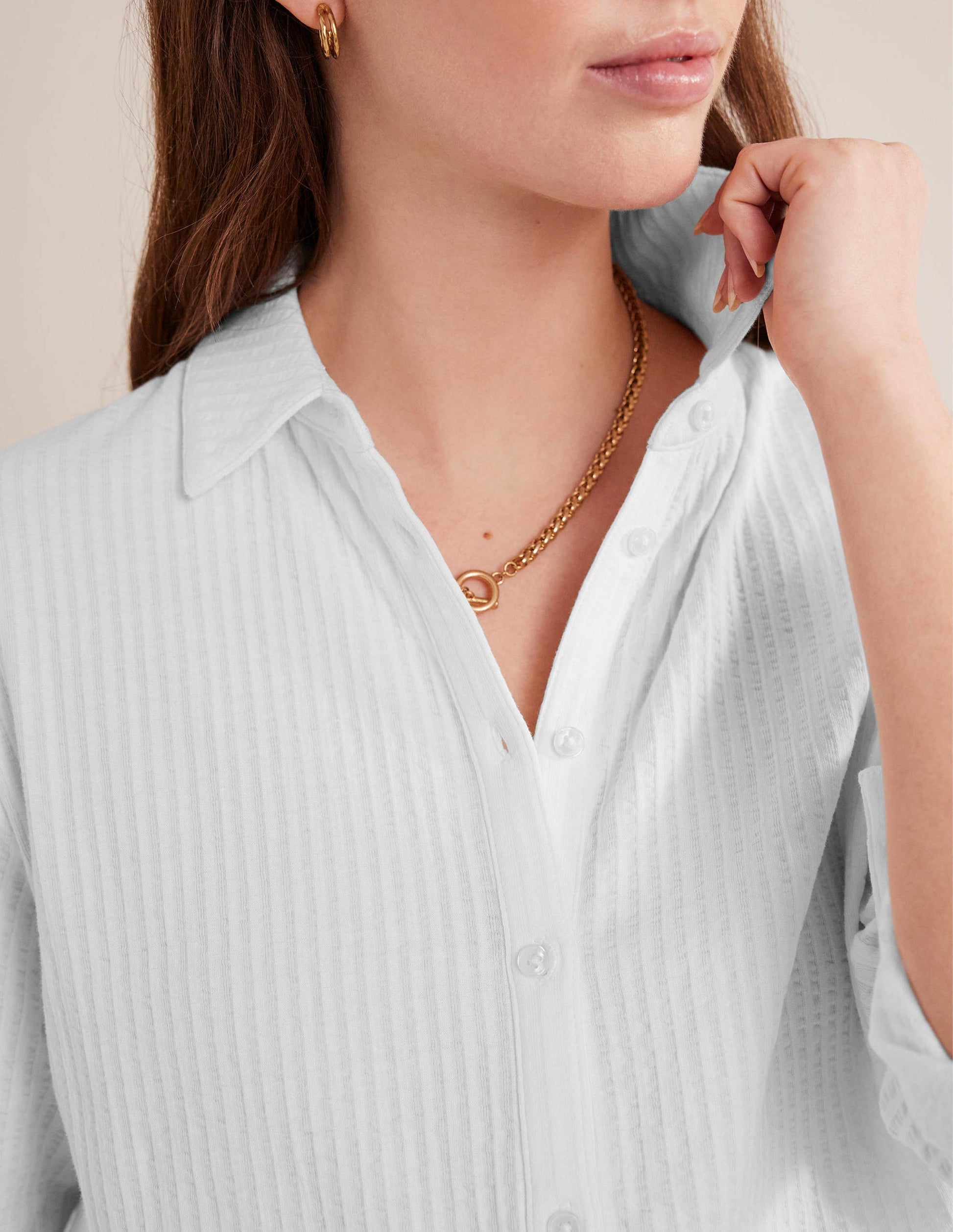 Textured Jersey Shirt-White-2
