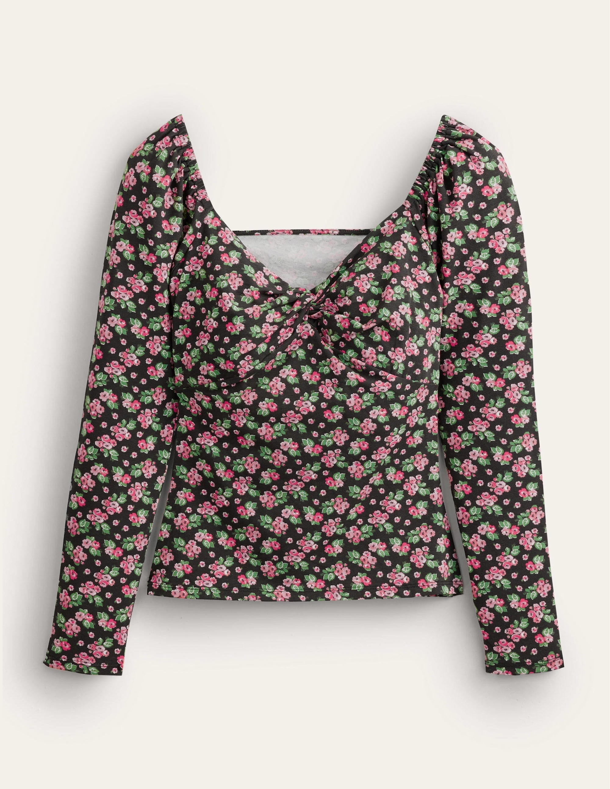 Sweetheart Jersey Top-Black, Diamond Rose - Image 5