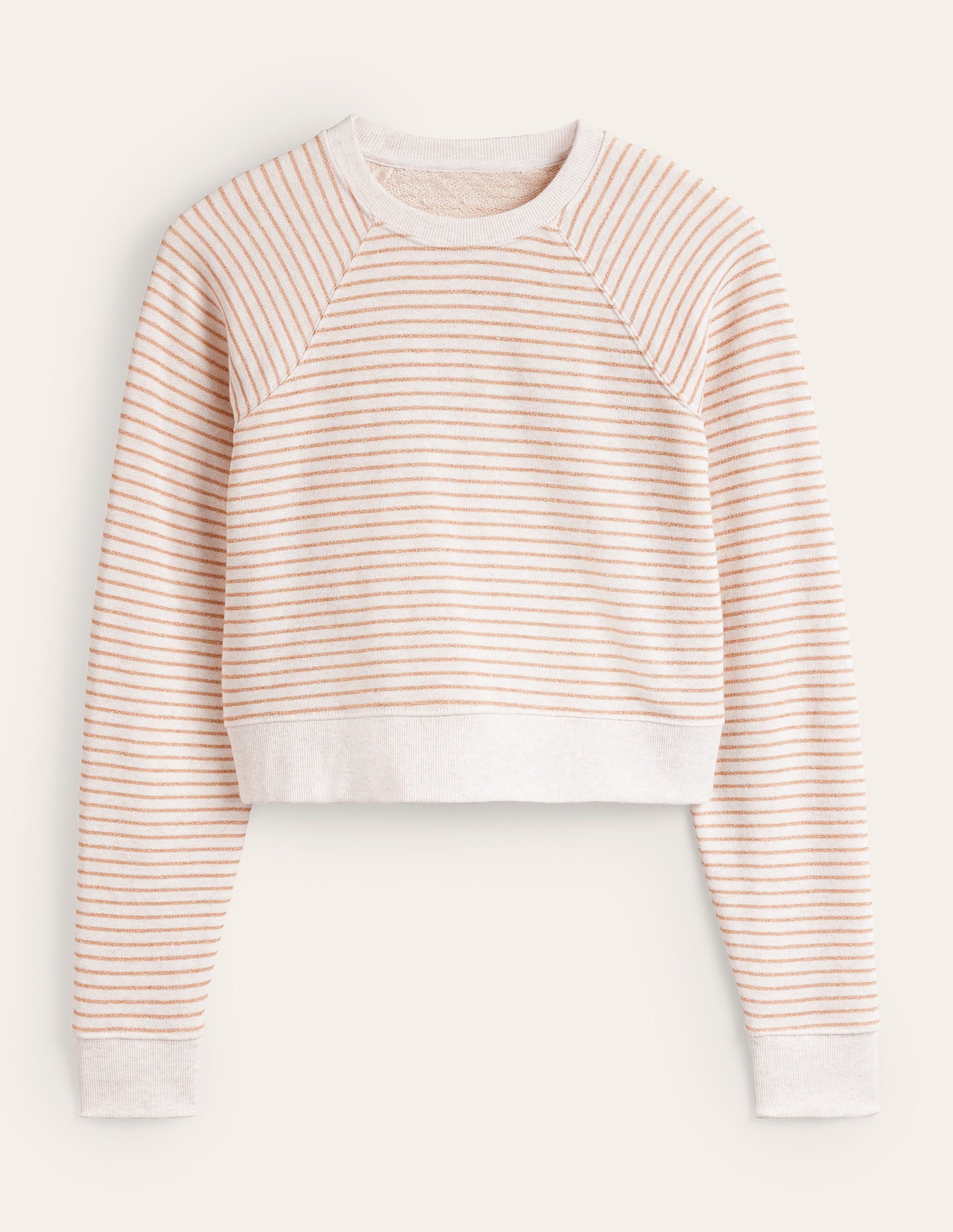 Metallic Stripe Sweatshirt-Oatmeal Marl, Gold Stripe-5