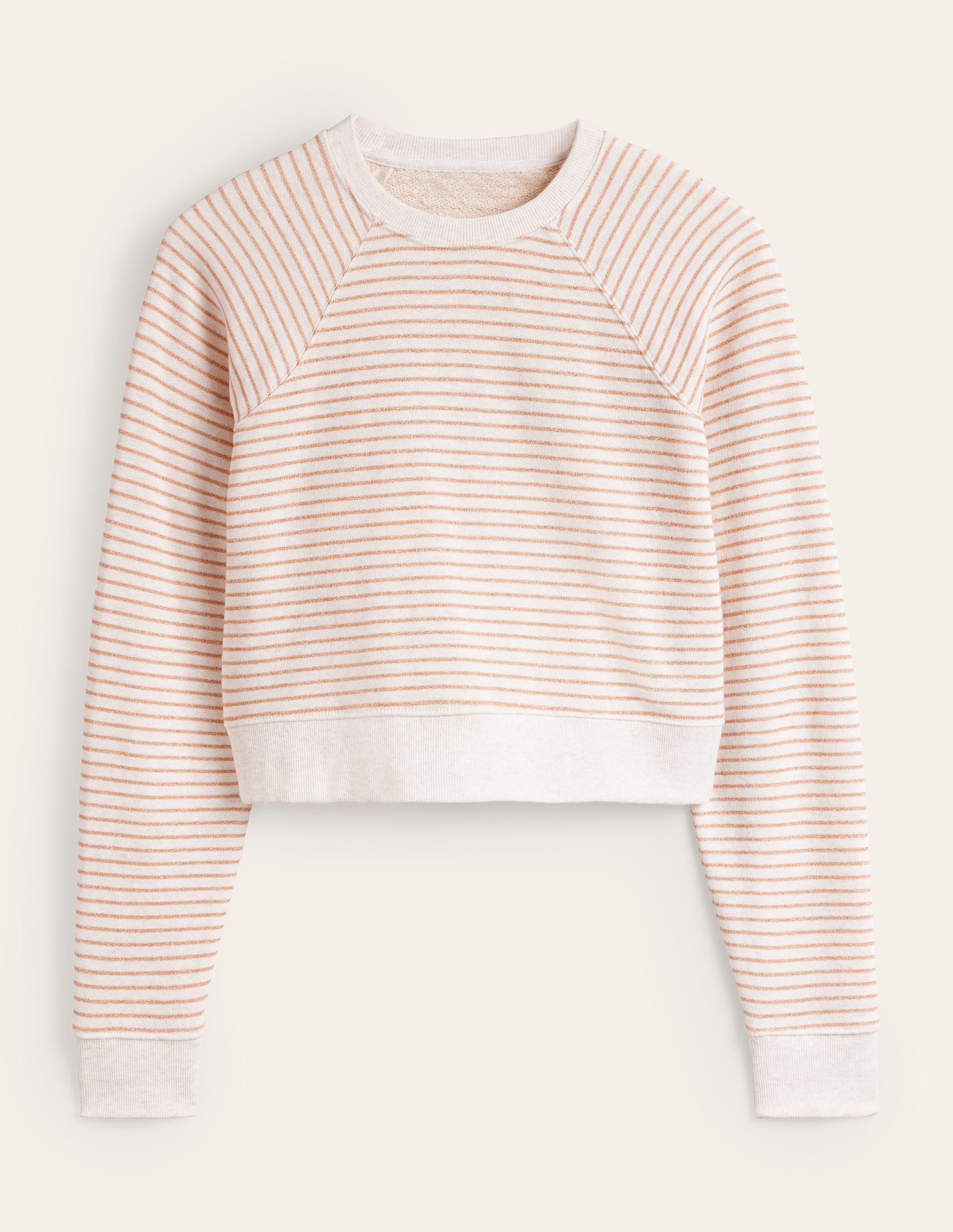 Metallic Stripe Sweatshirt-Oatmeal Marl, Gold Stripe - Image 5