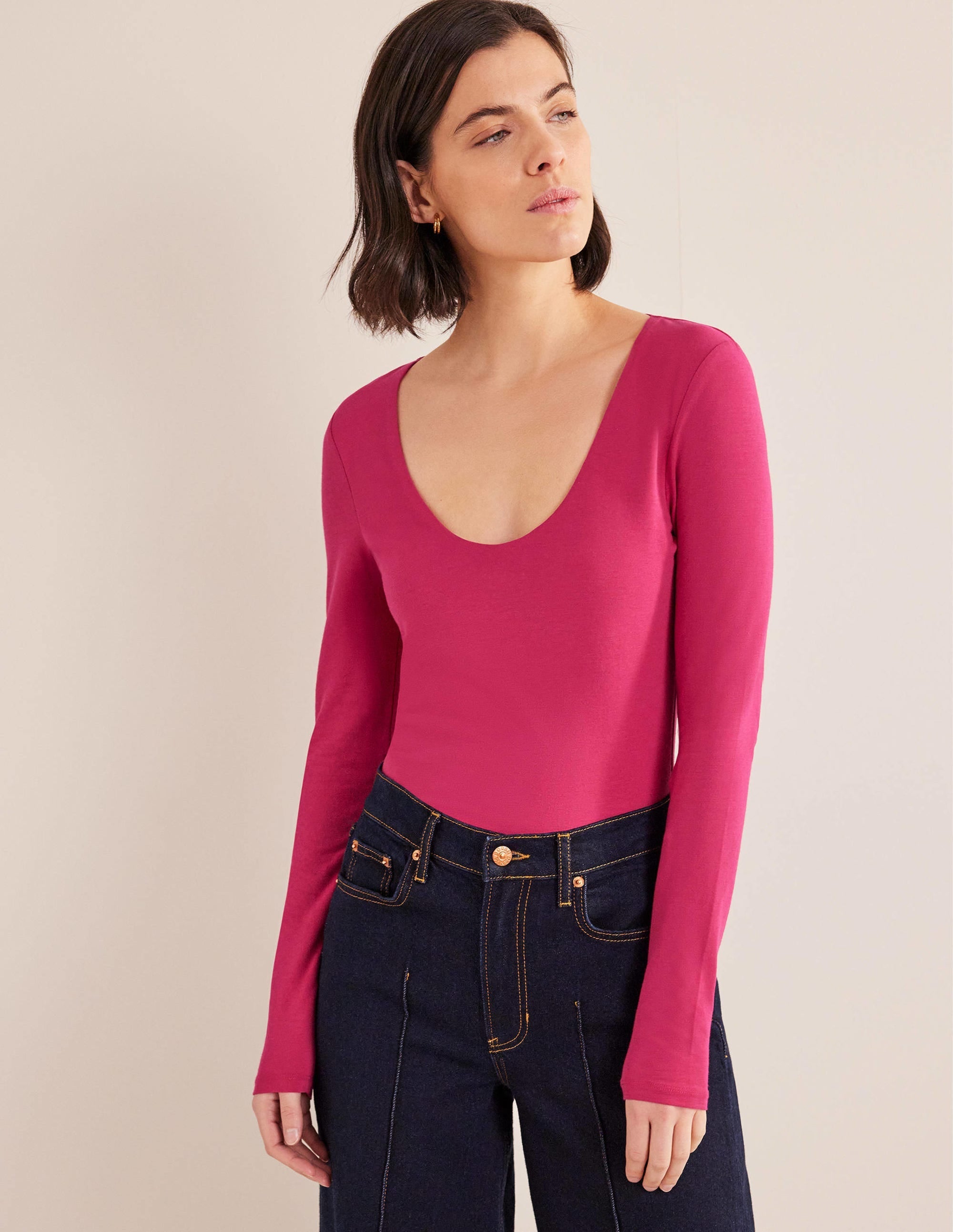 Double Layer Scoop Neck Top-Ruby - Image 4