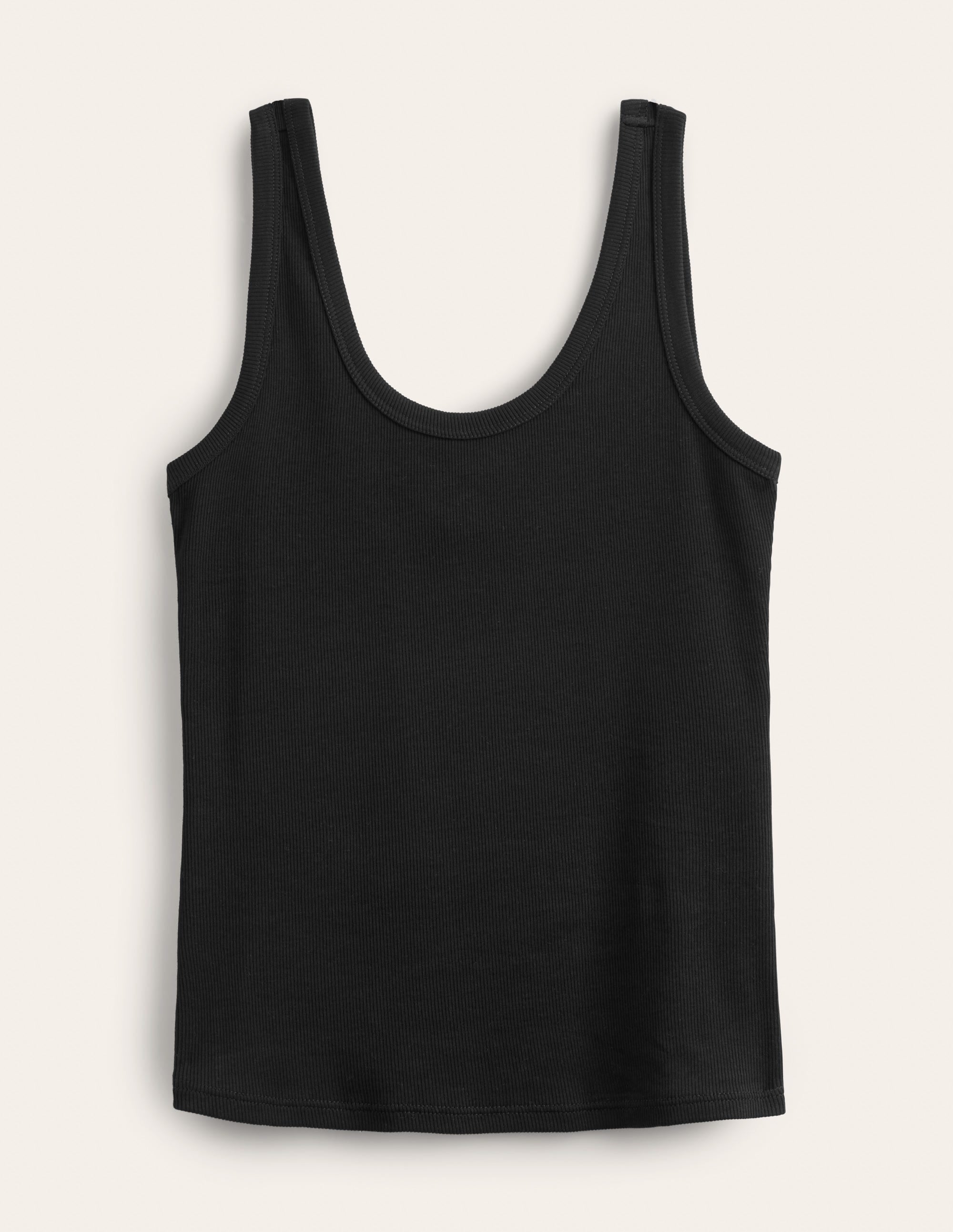 Cotton Ribbed Scoop Vest-Black - Image 5