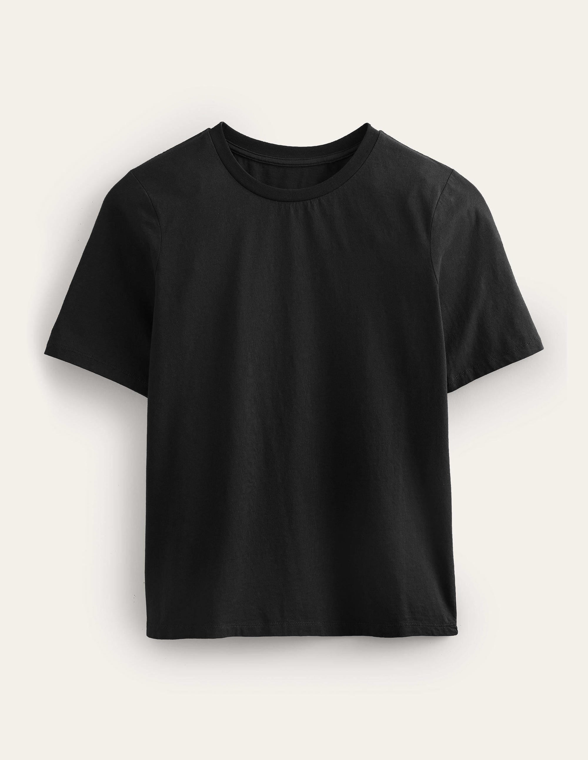 Pure Cotton Crew Neck T-shirt-Black - Image 5