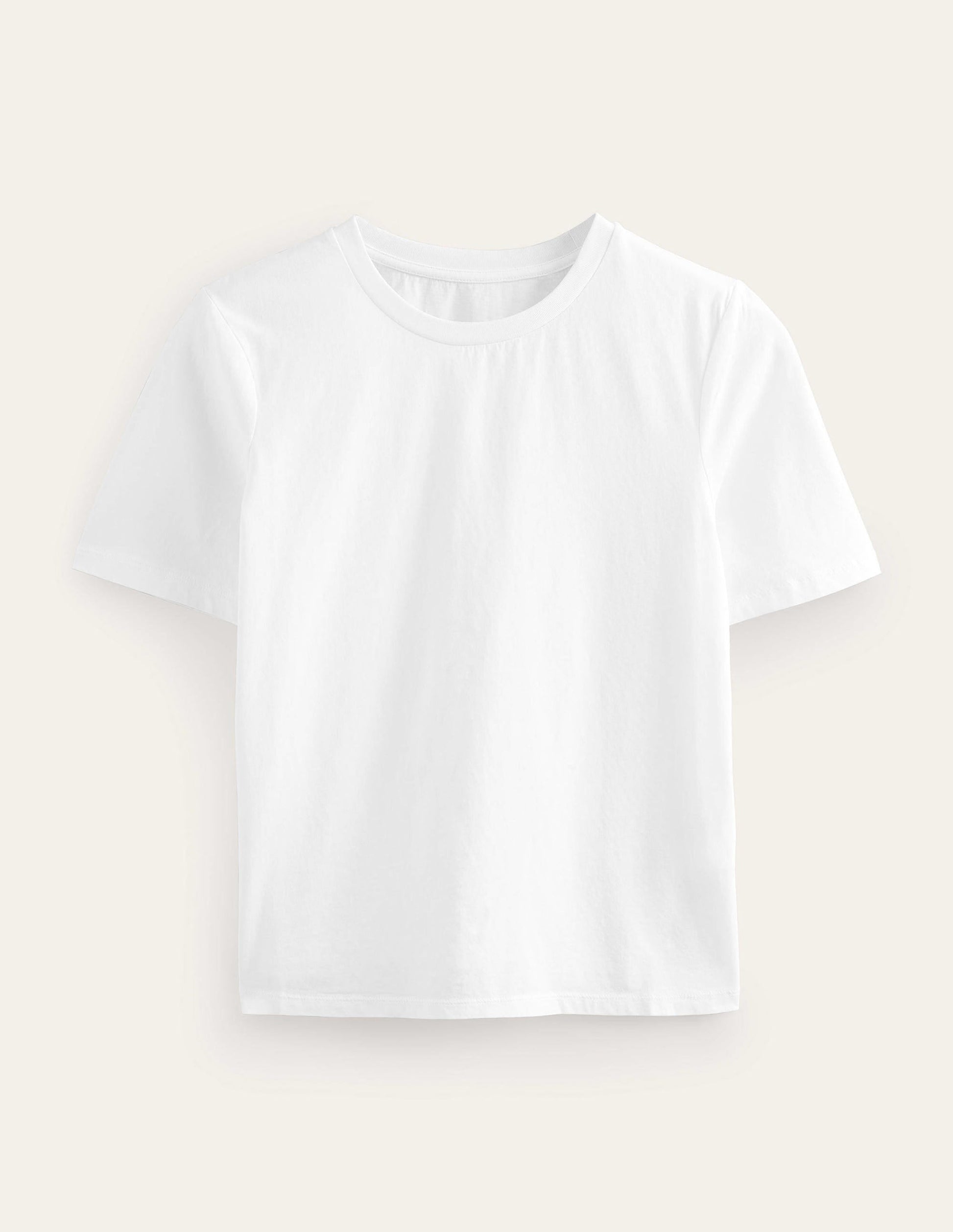 Pure Cotton Crew Neck T-shirt-White-6