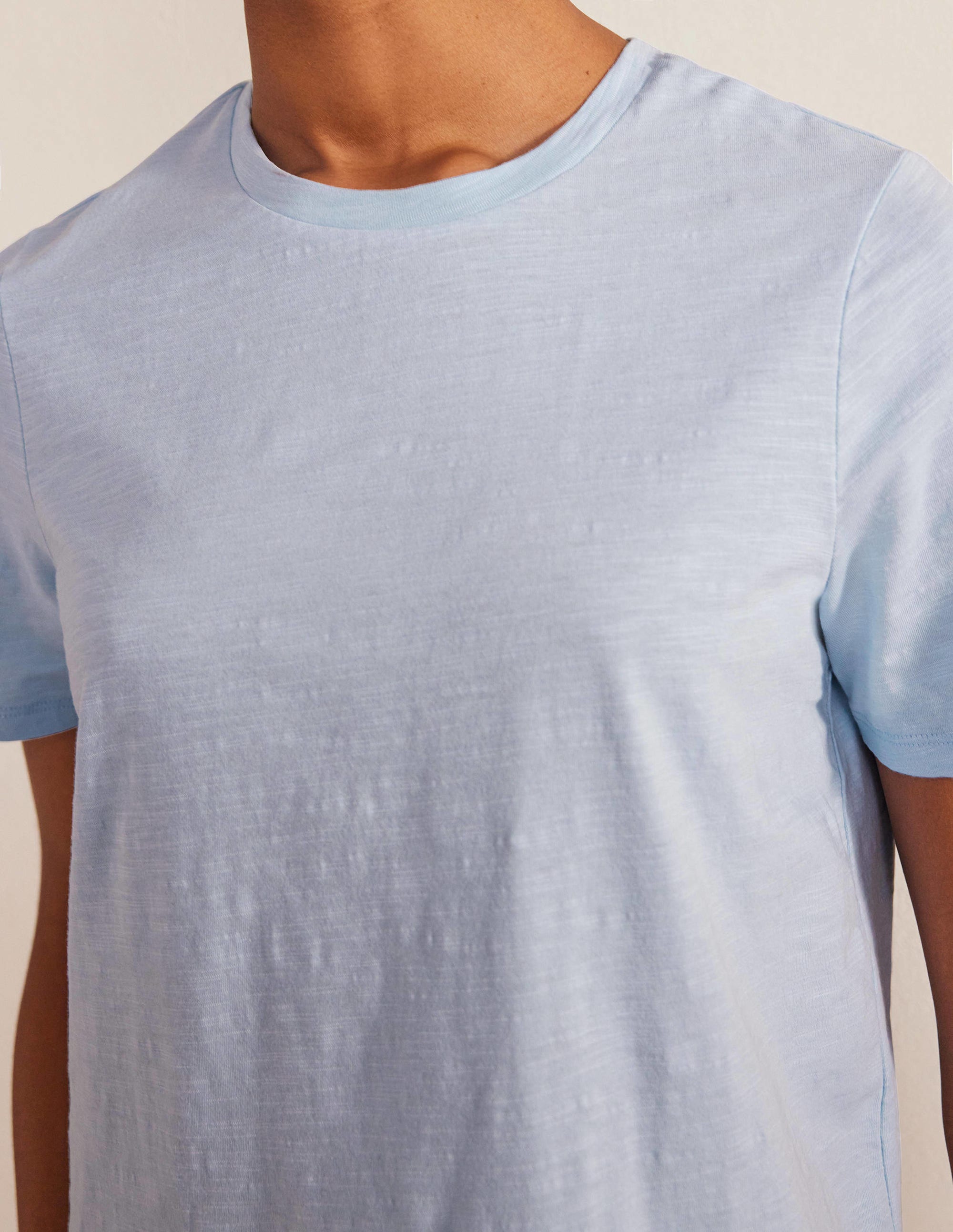 Cotton Crew Neck T-Shirt-Chambray Blue - Image 2