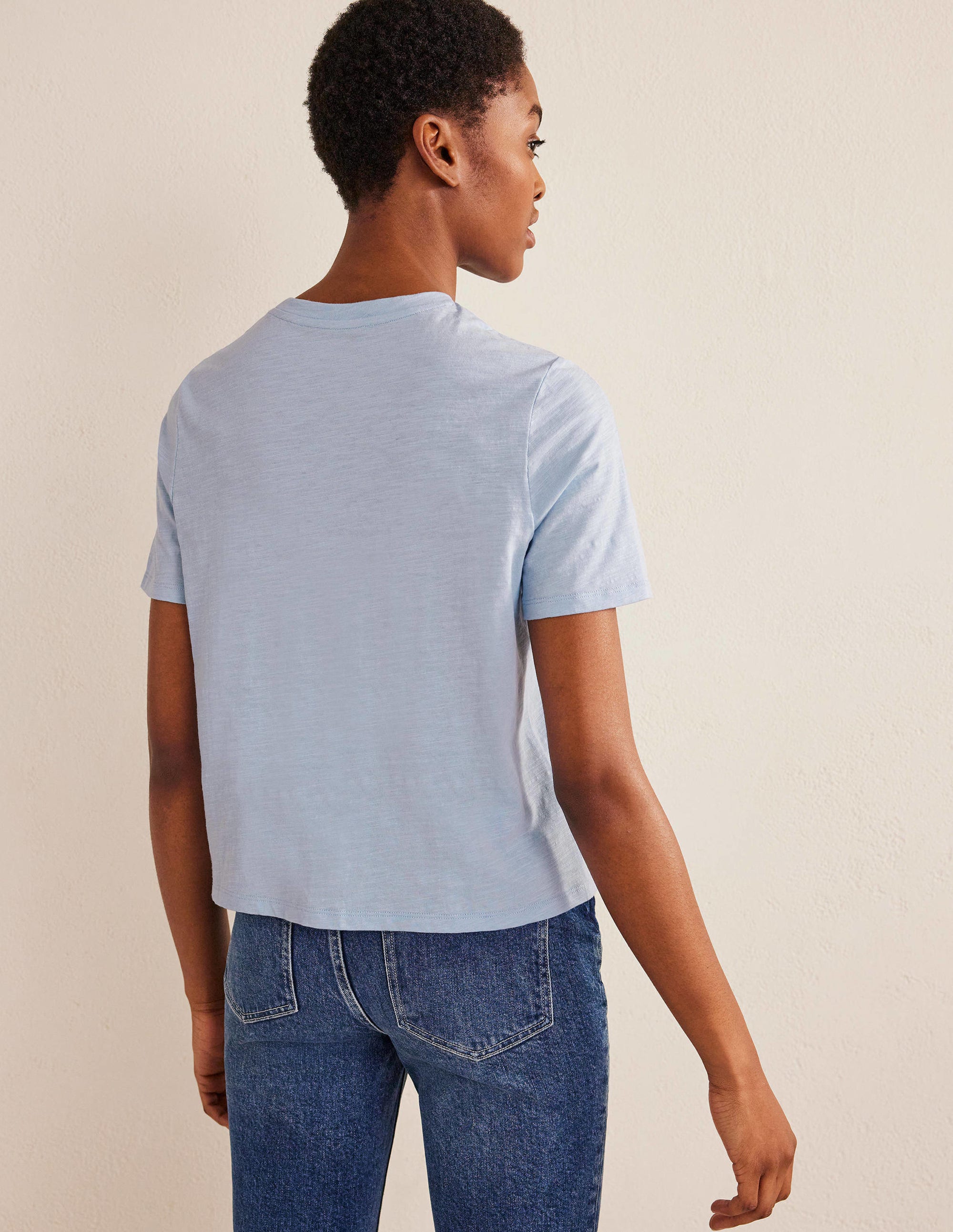 Cotton Crew Neck T-Shirt-Chambray Blue - Image 3