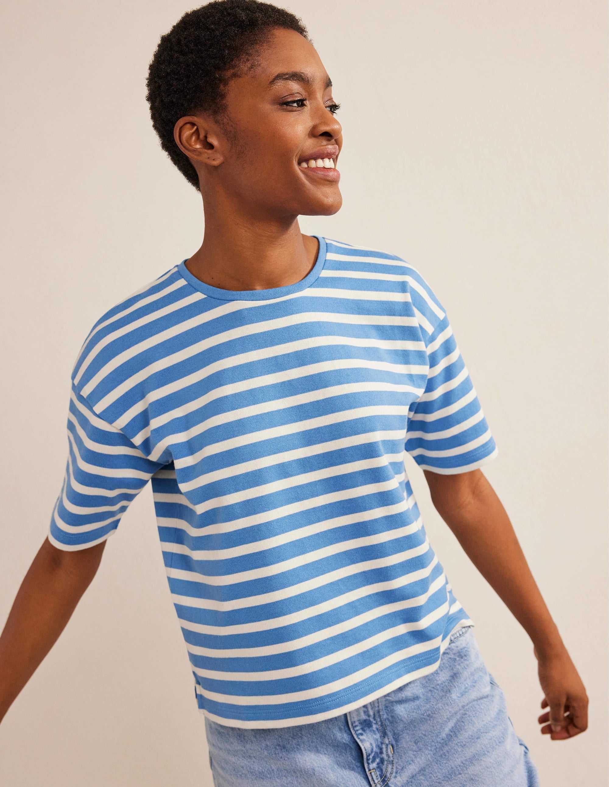 Heavyweight Breton T-Shirt-Porcelain Blue/Ivory Stripe - Image 1