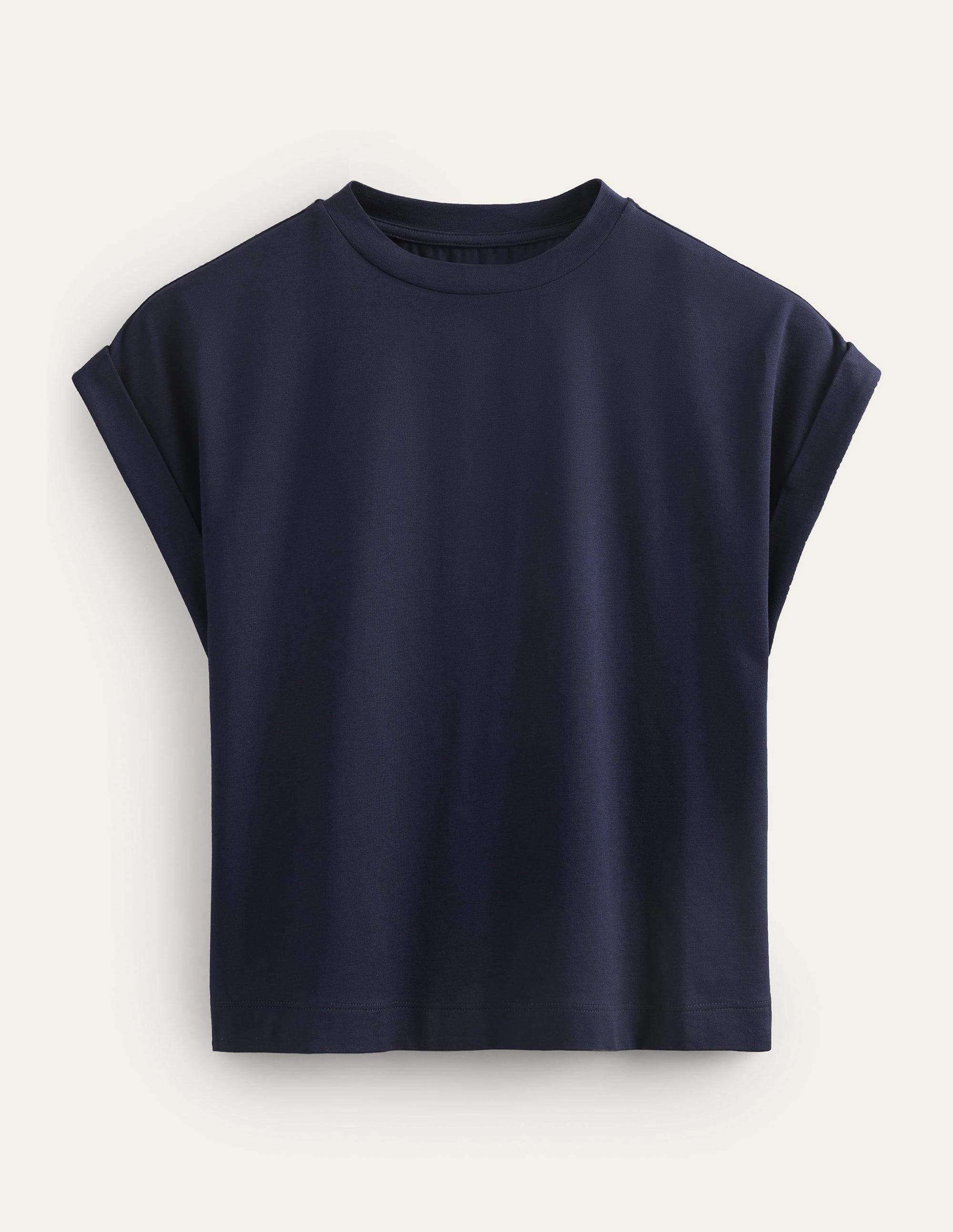 Turn Back Sleeve Crew T-Shirt-Navy - Image 5