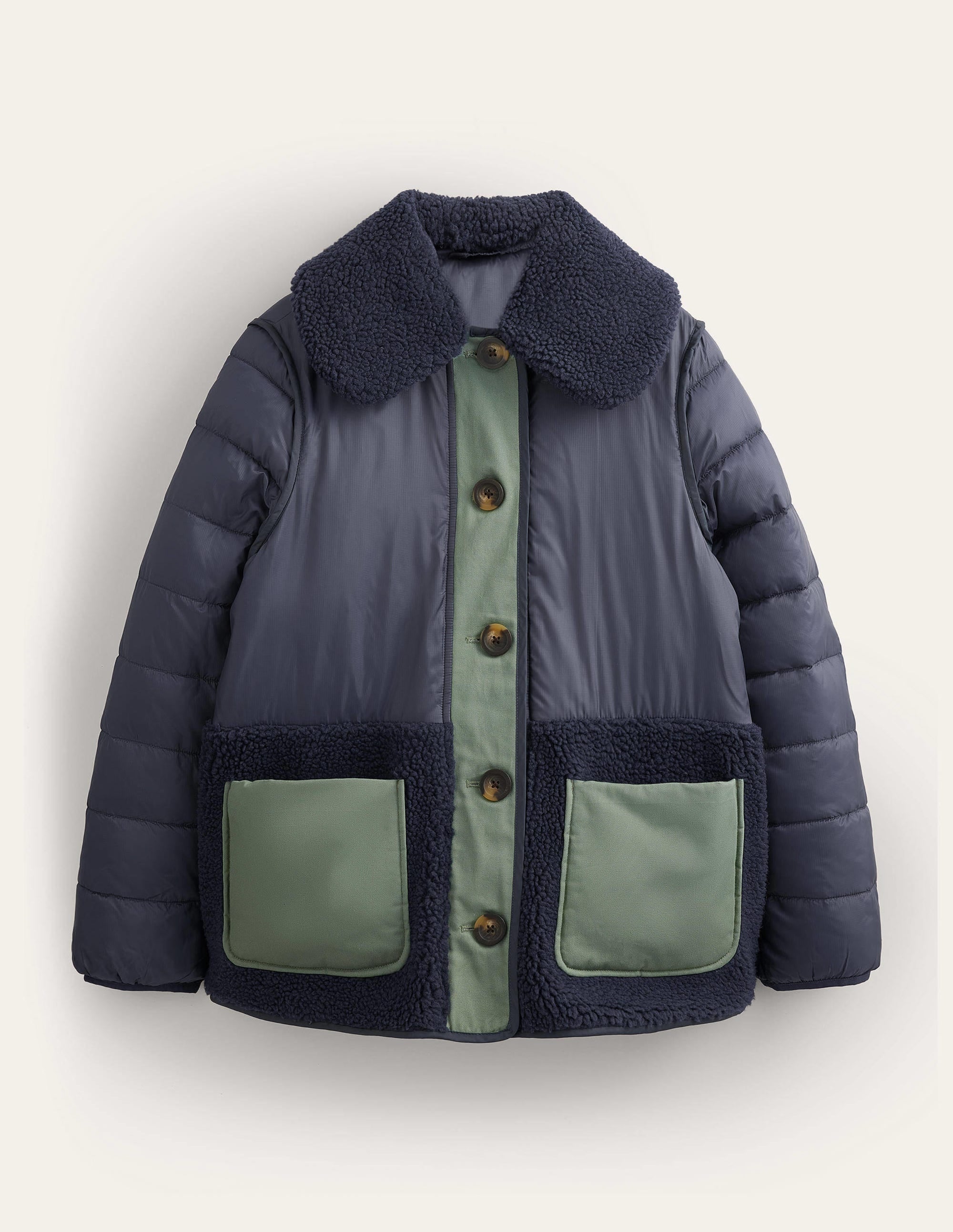 Quilted Borg Jacket-Navy - Image 6