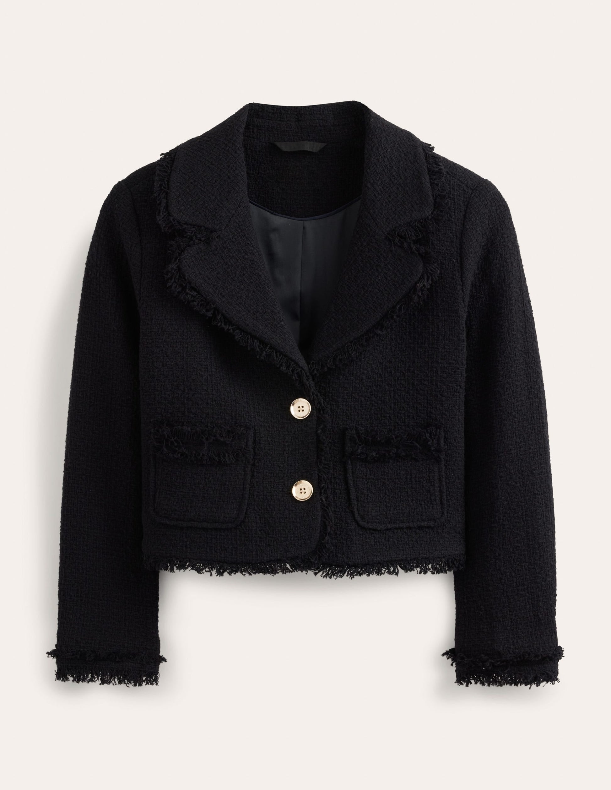 Textured Fitted Cropped Jacket-Black-6