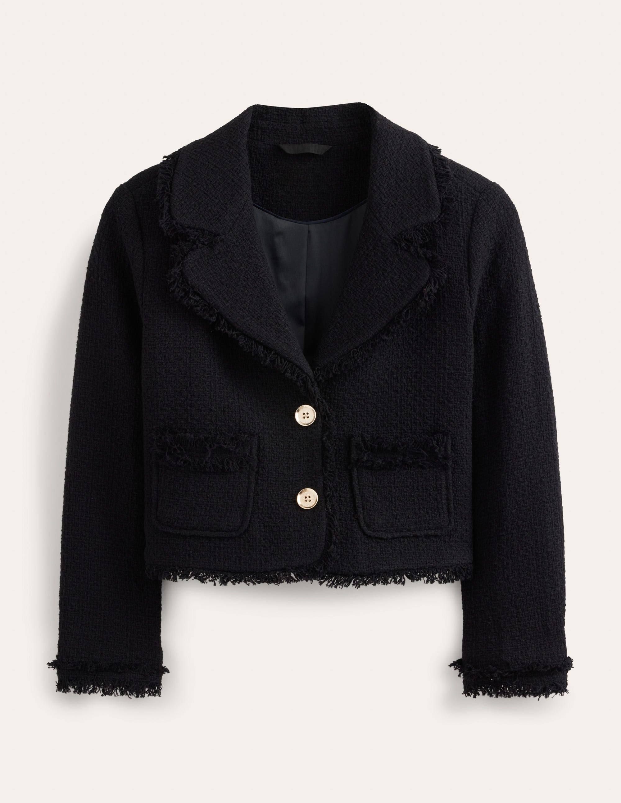 Textured Fitted Cropped Jacket-Black - Image 6