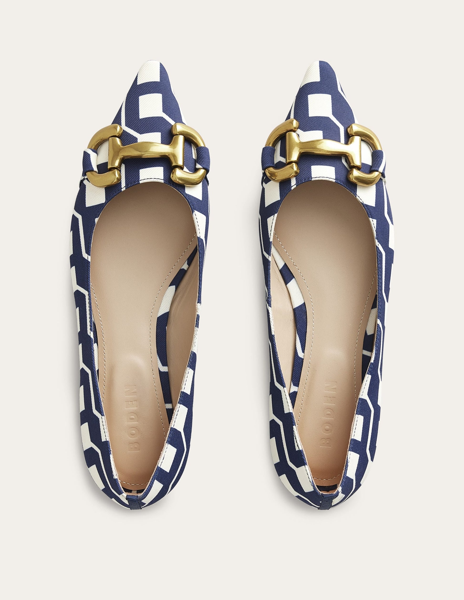 Snaffle Trim Ballet Flats-French Navy, Cube Geo-4