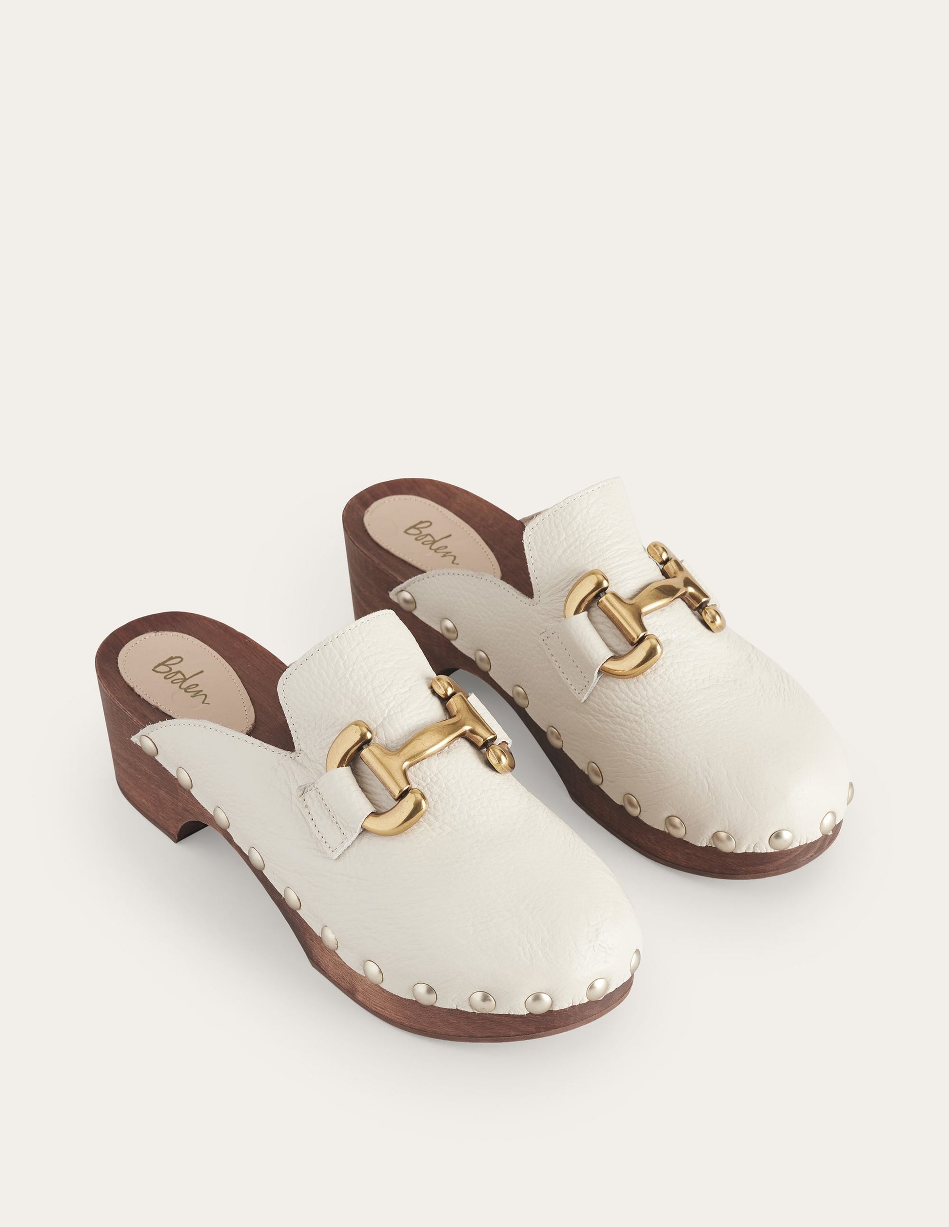 Iris Snaffle Heeled Clogs-Ecru-3