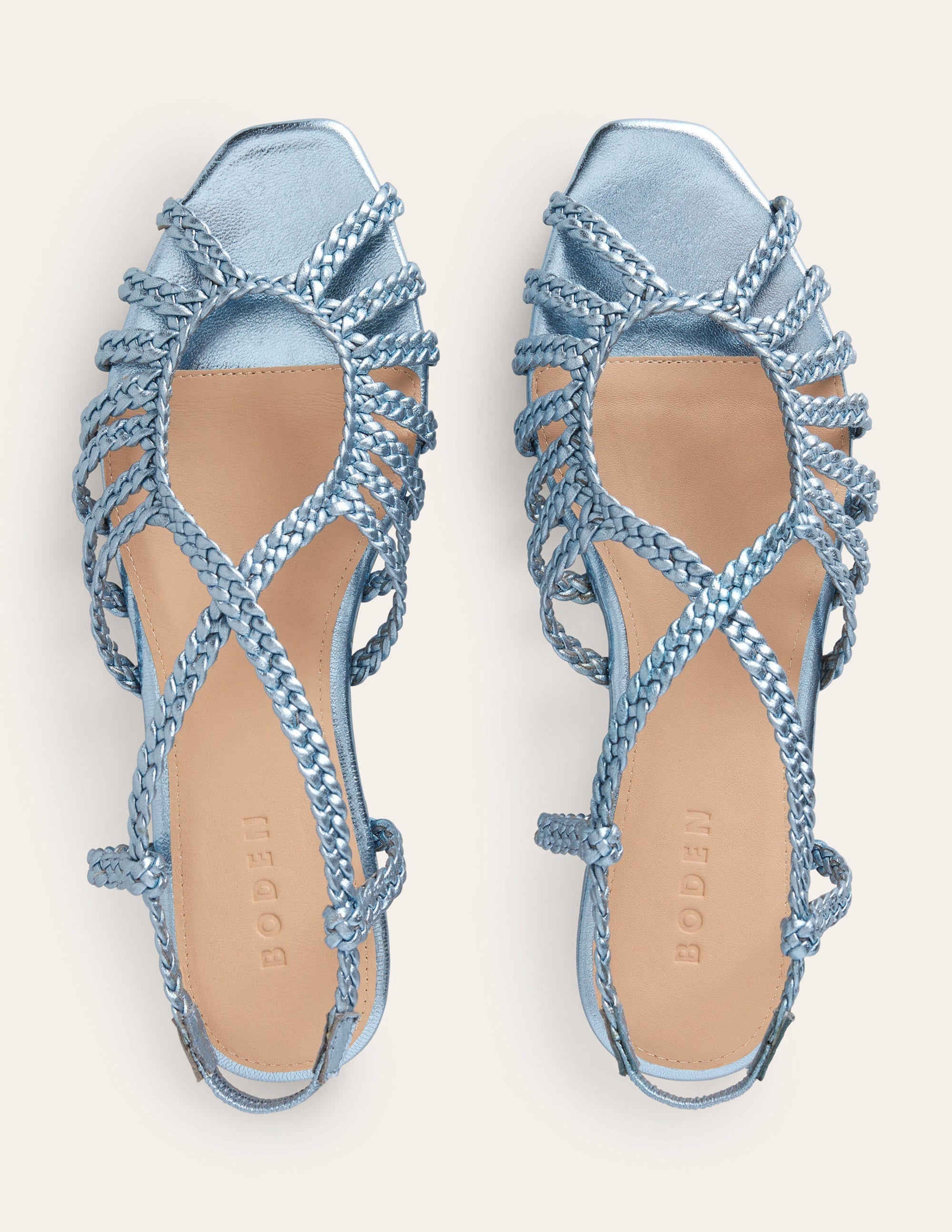 Woven Multistrap Flat Sandals-Metallic Blue - Image 5