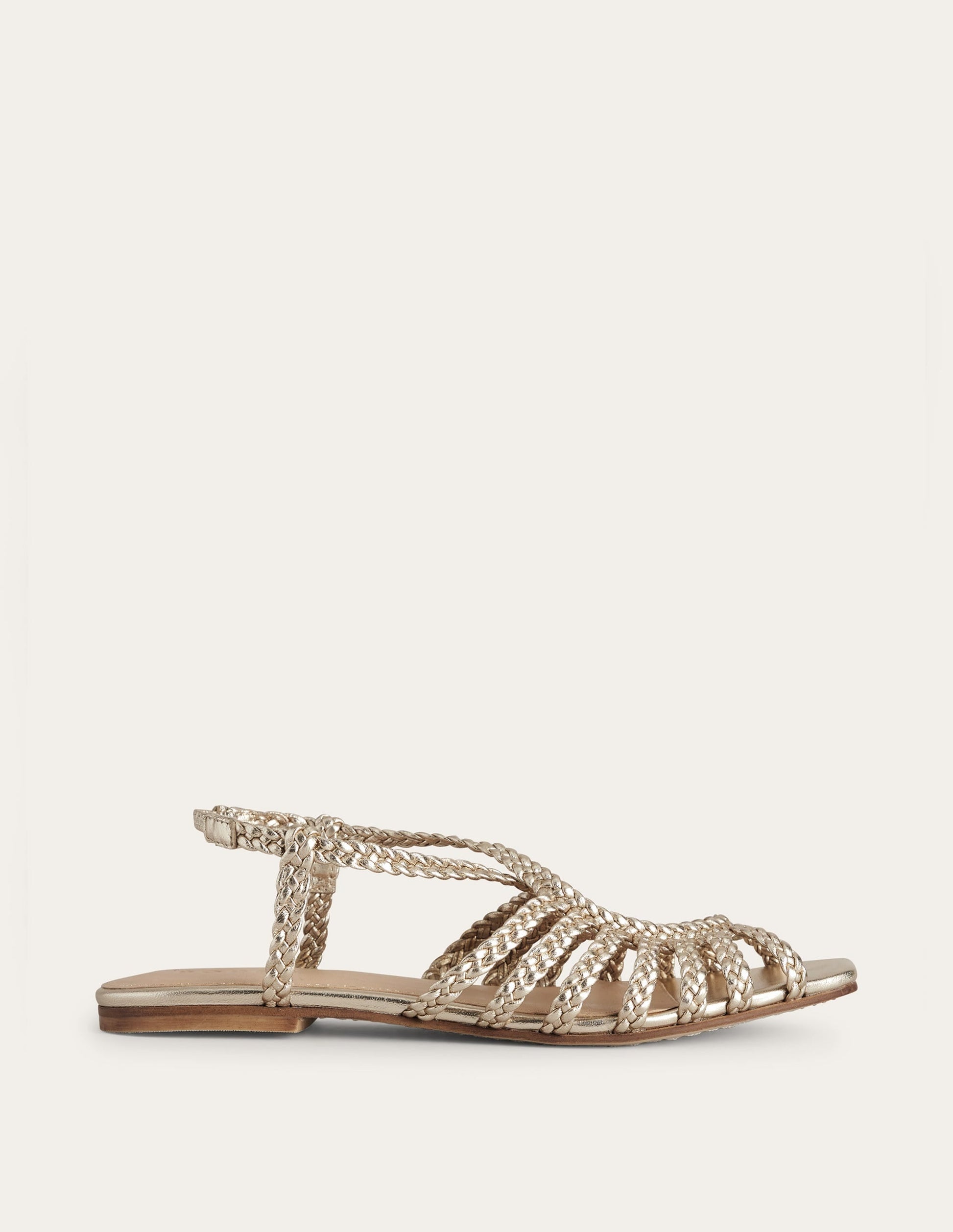 Woven Multistrap Flat Sandals-Gold-2
