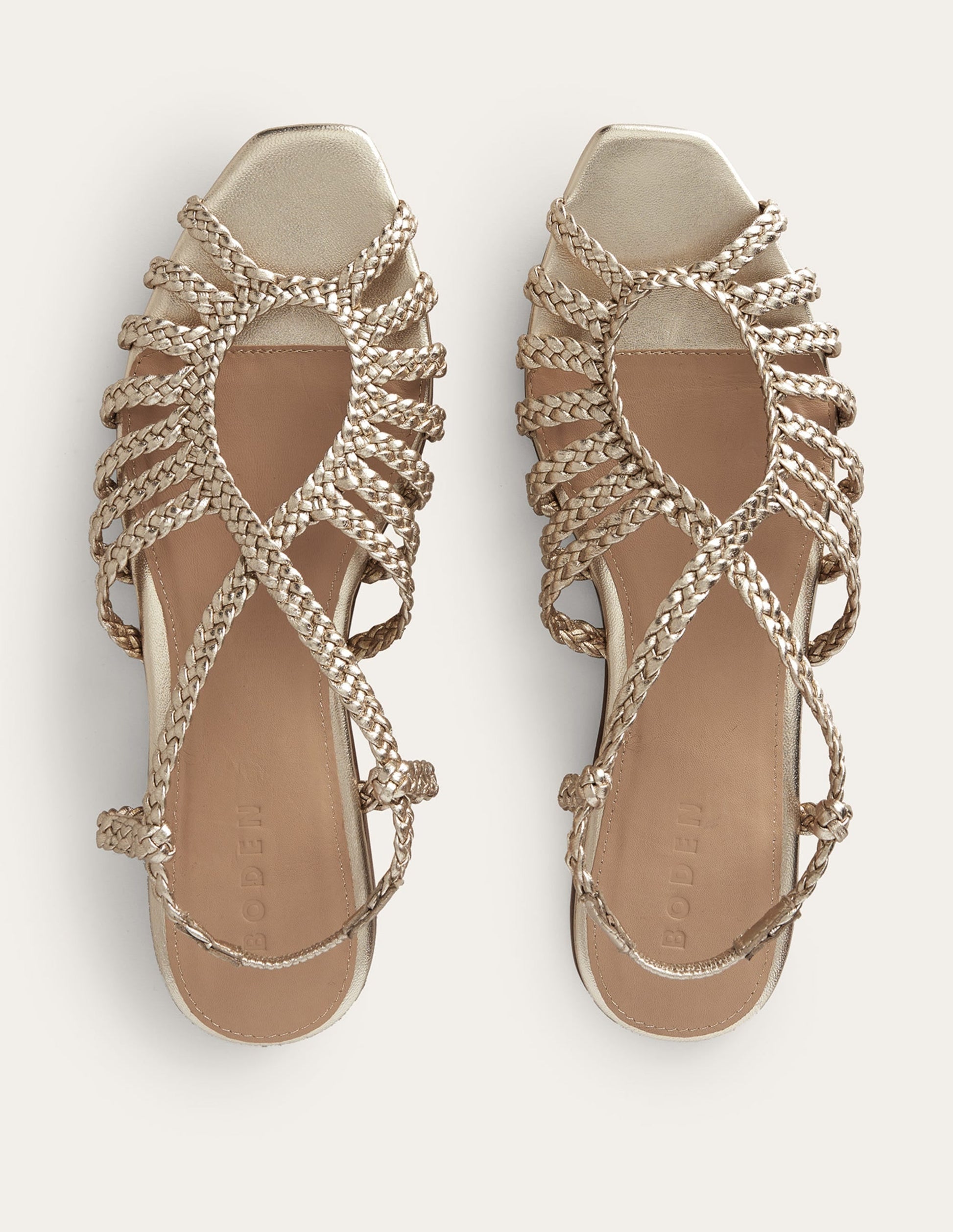 Woven Multistrap Flat Sandals-Gold-5
