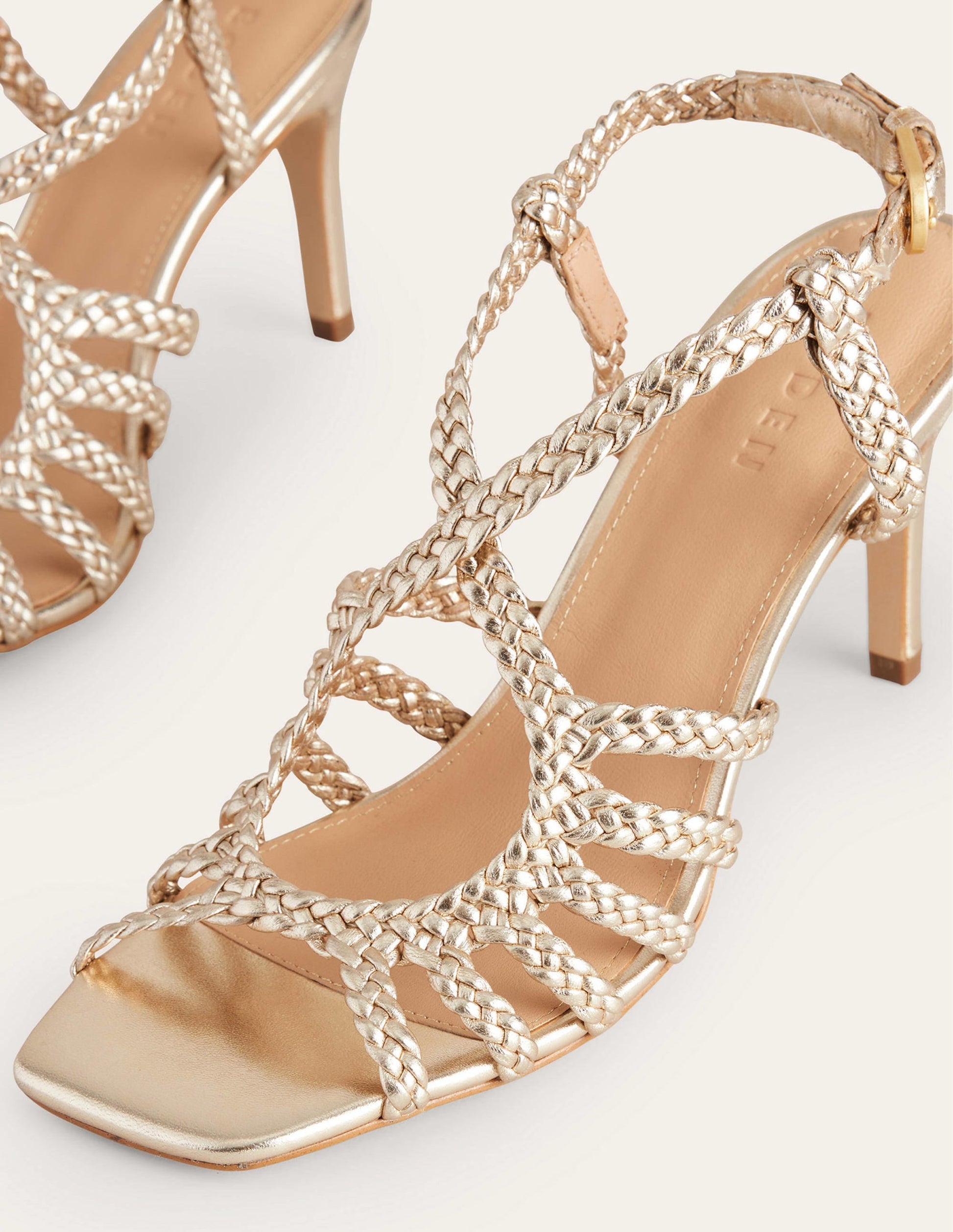Woven Multistrap Heeled Sandal-Gold-3