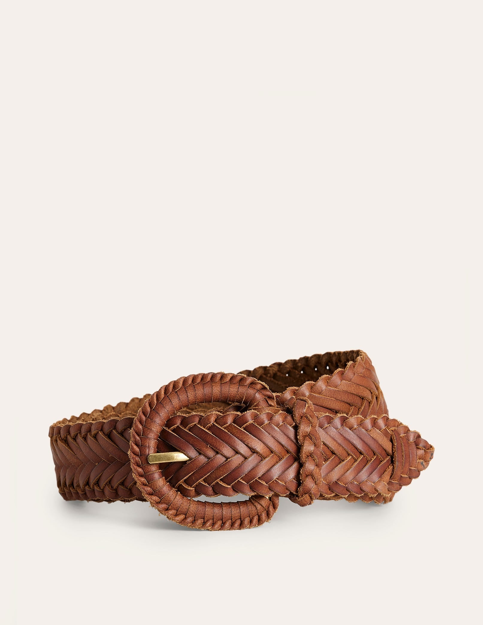 Woven Leather Belt-Tan - Image 1