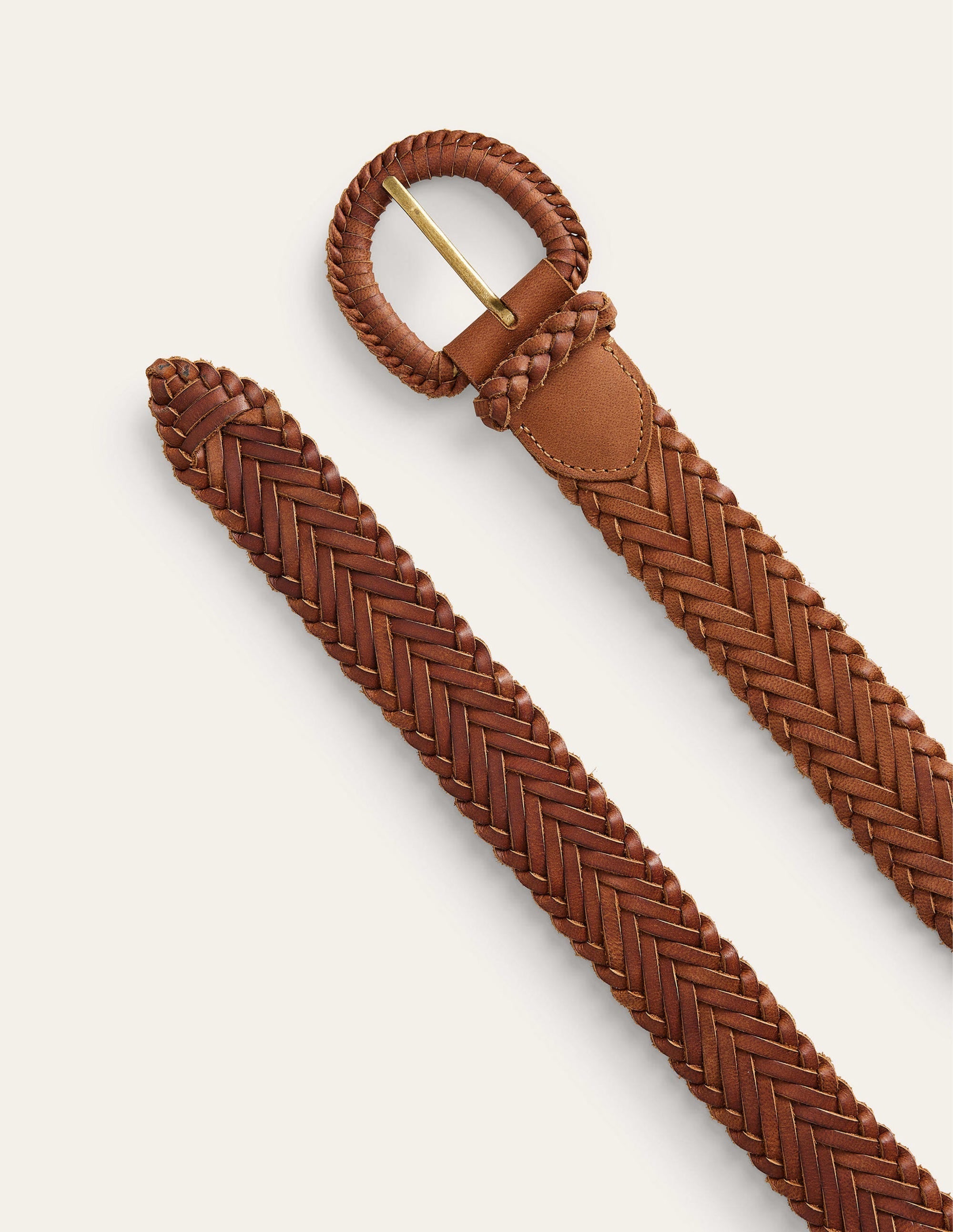 Woven Leather Belt-Tan - Image 3