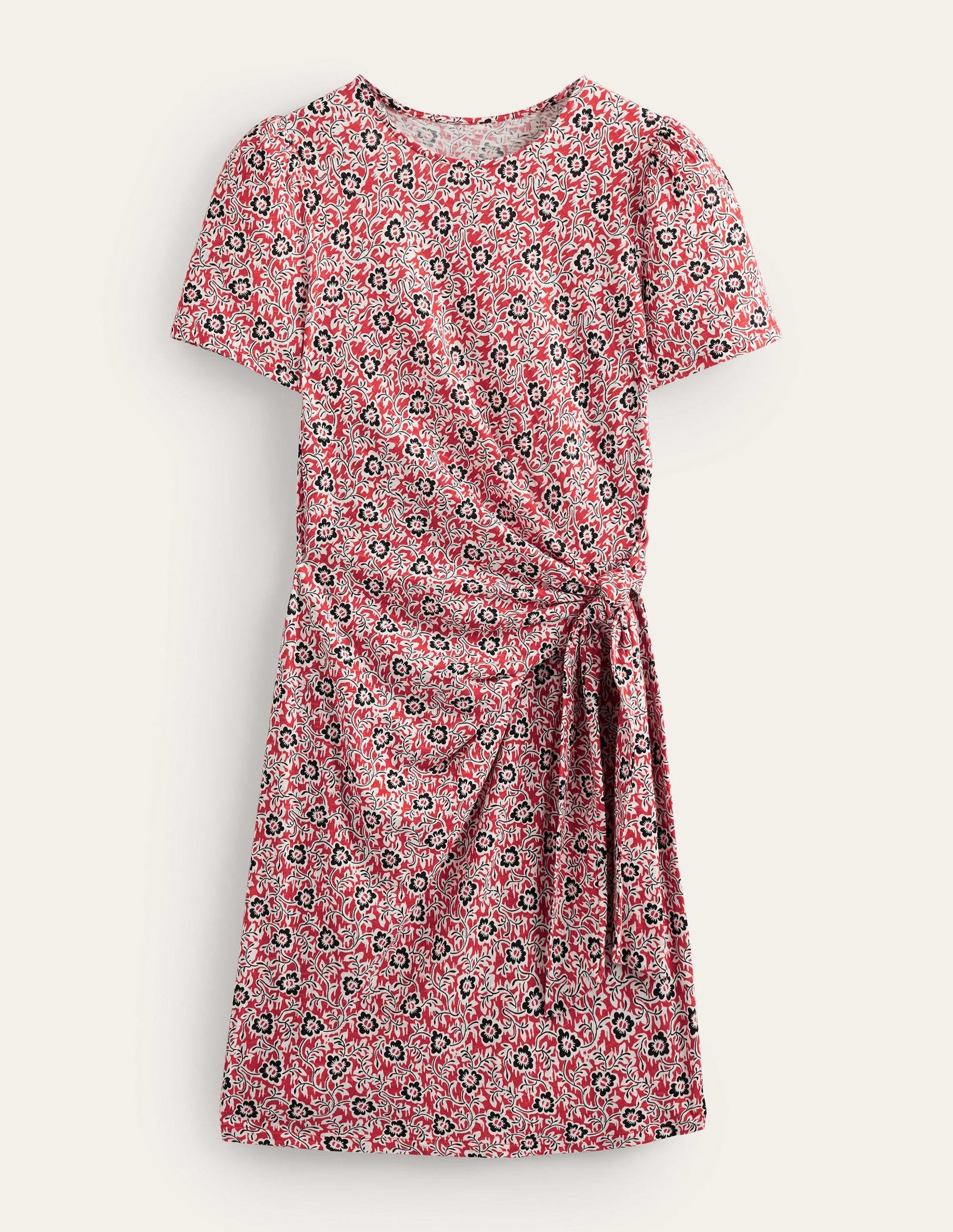 Knot Front Jersey Dress-Tomato, Clover Swirl-5