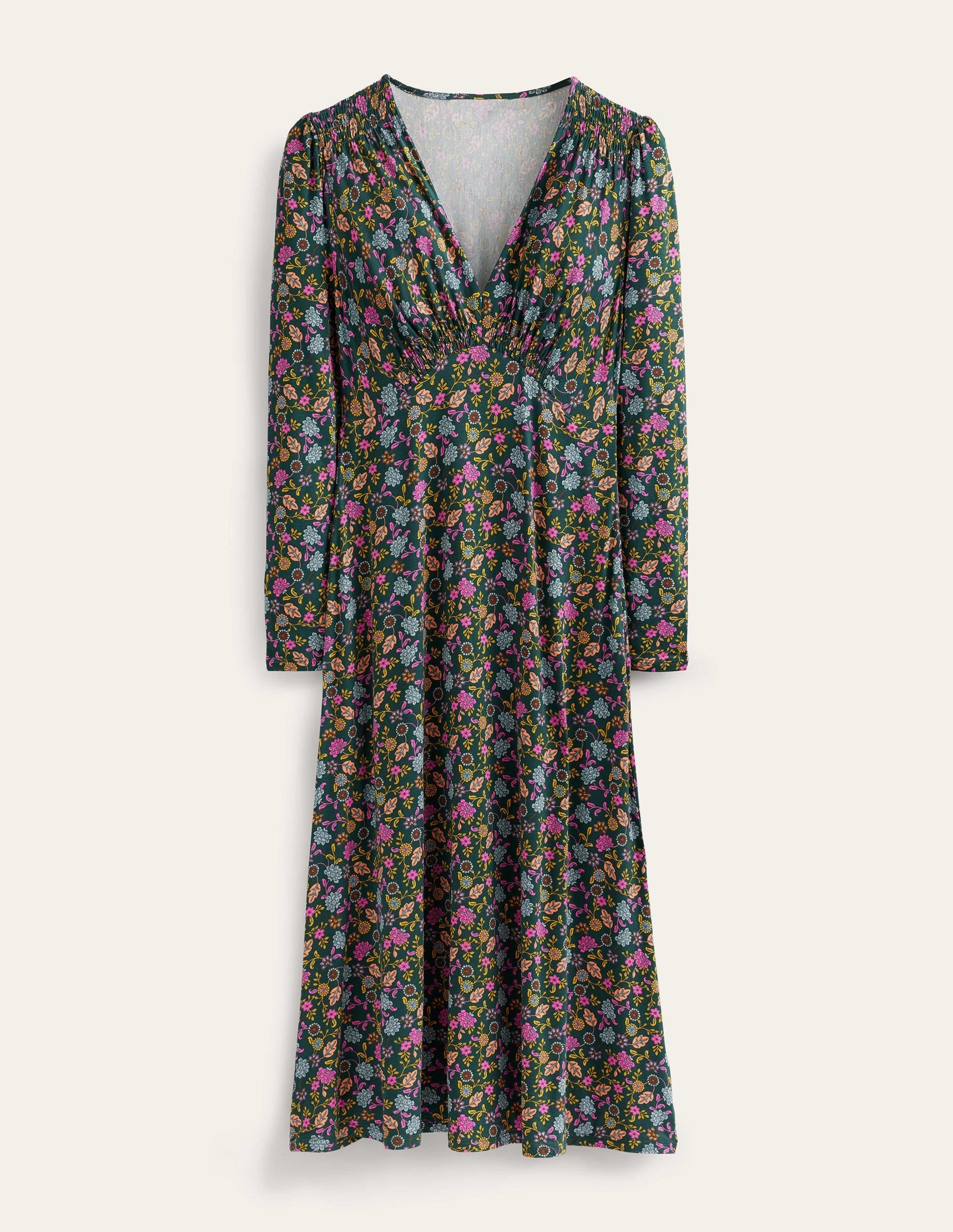 Jersey Midi Tea Dress-Chatsworth Green, Lotus Petal - Image 5