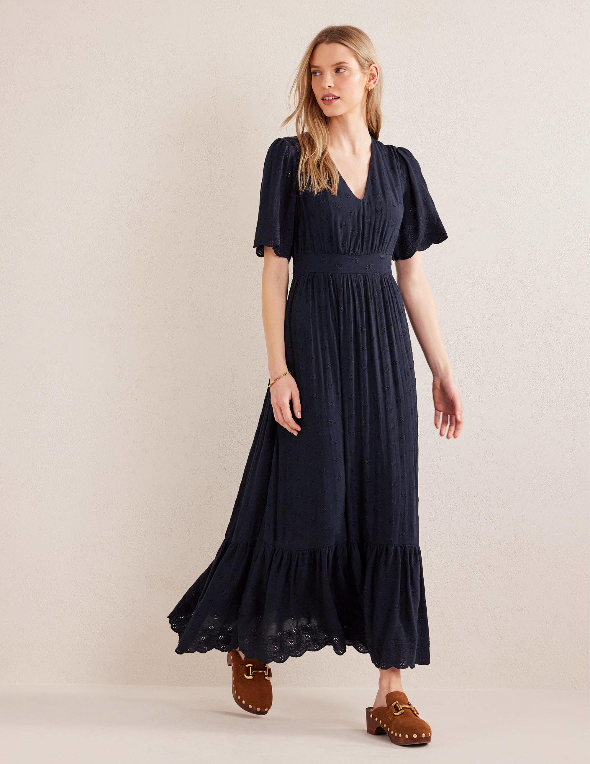 Broderie Maxi Dress-True Navy - Image 1