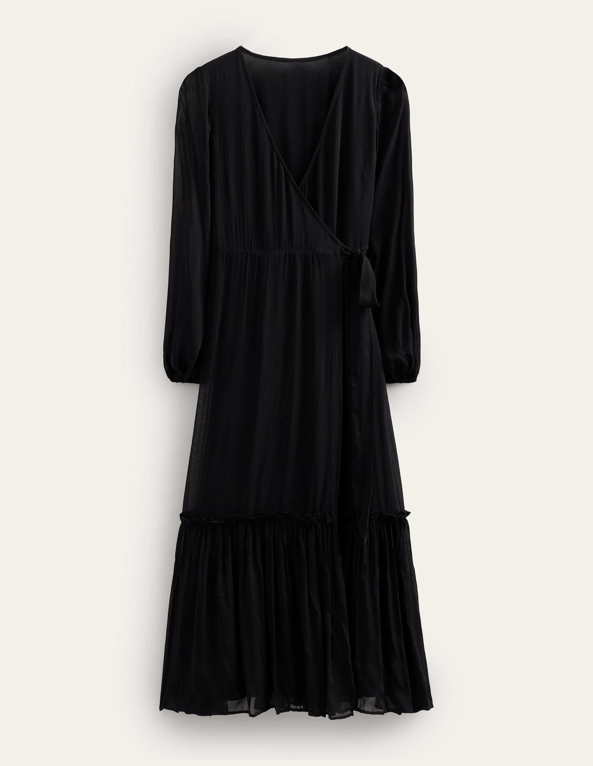 Long Sleeve Wrap Maxi Dress-Black-5