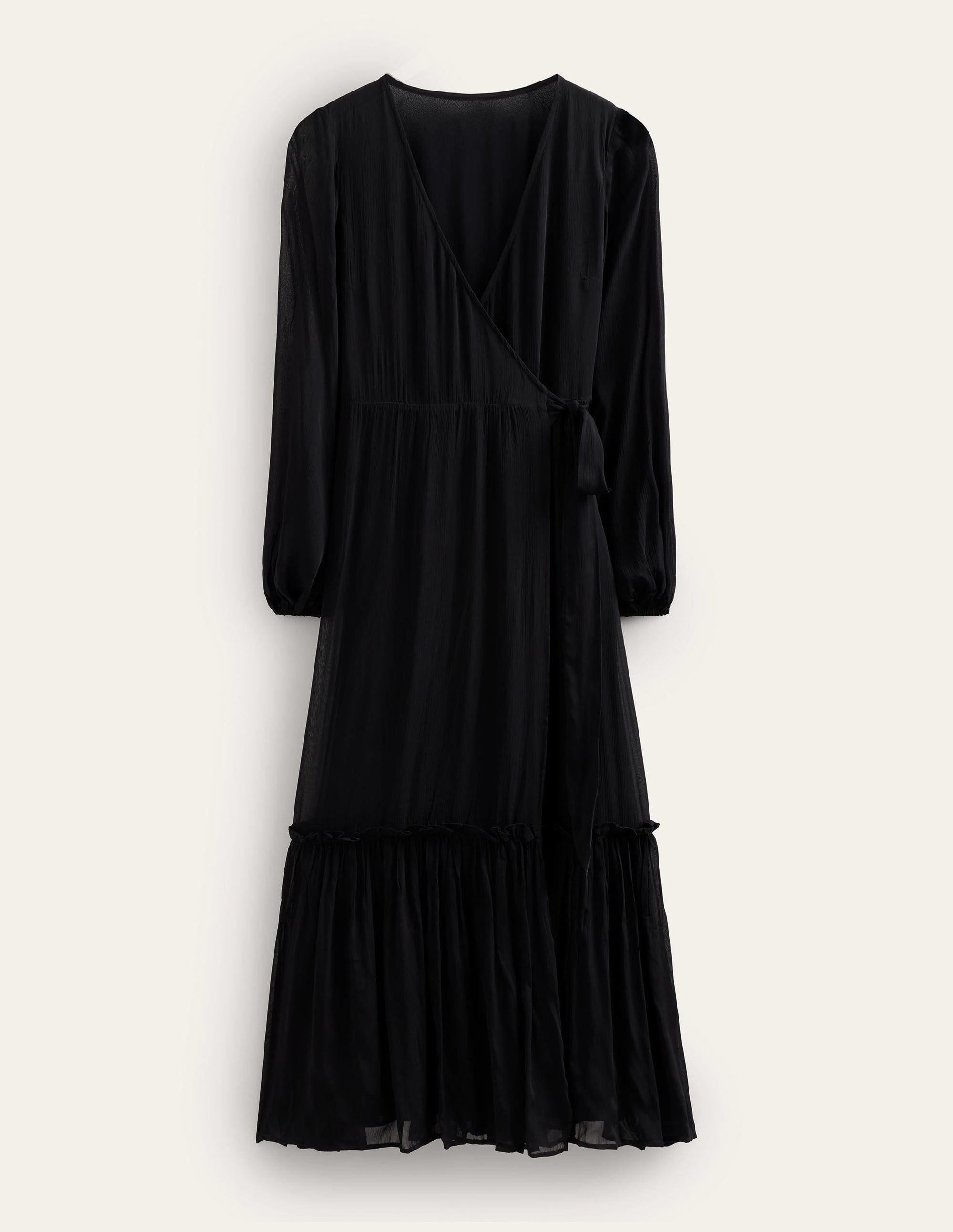 Long Sleeve Wrap Maxi Dress-Black - Image 5