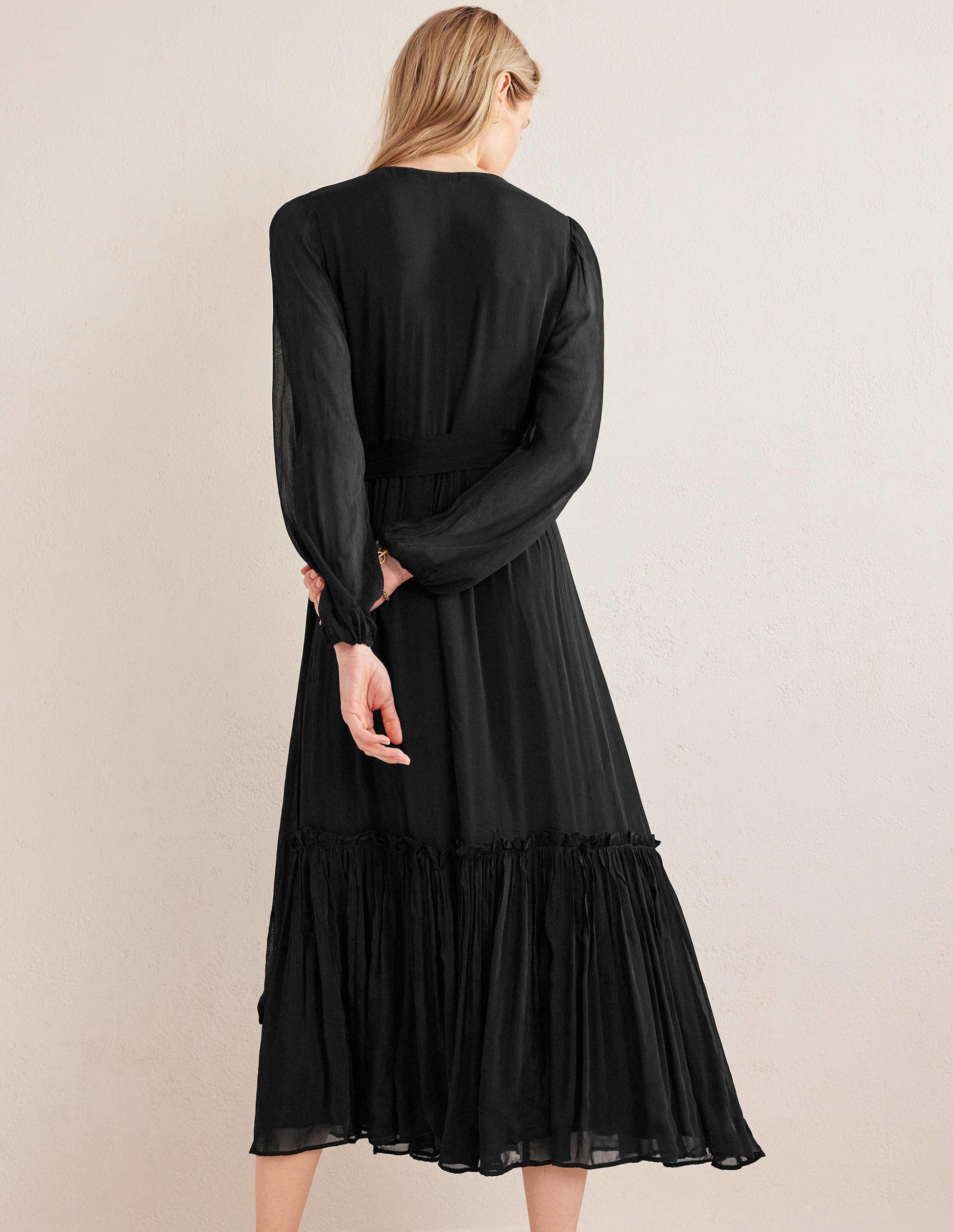 Long Sleeve Wrap Maxi Dress-Black-3