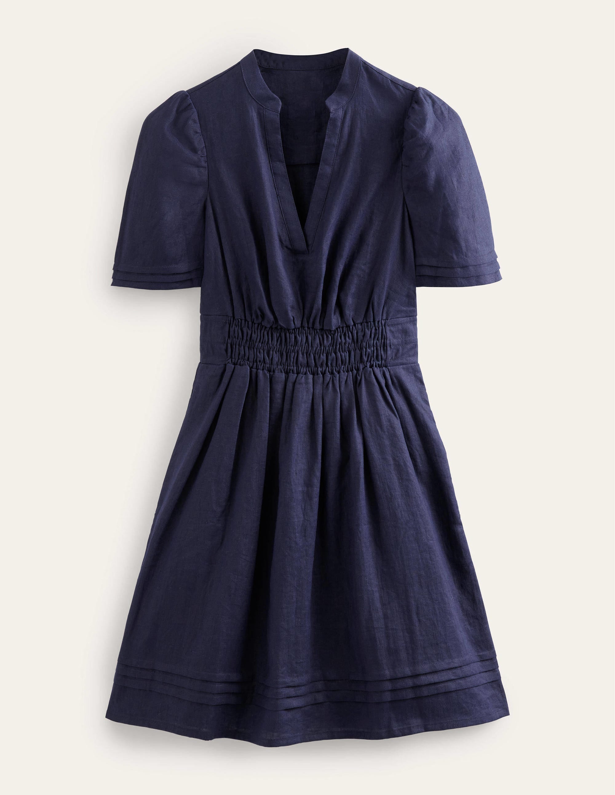 Pintuck Detail Mini Dress-Navy - Image 5