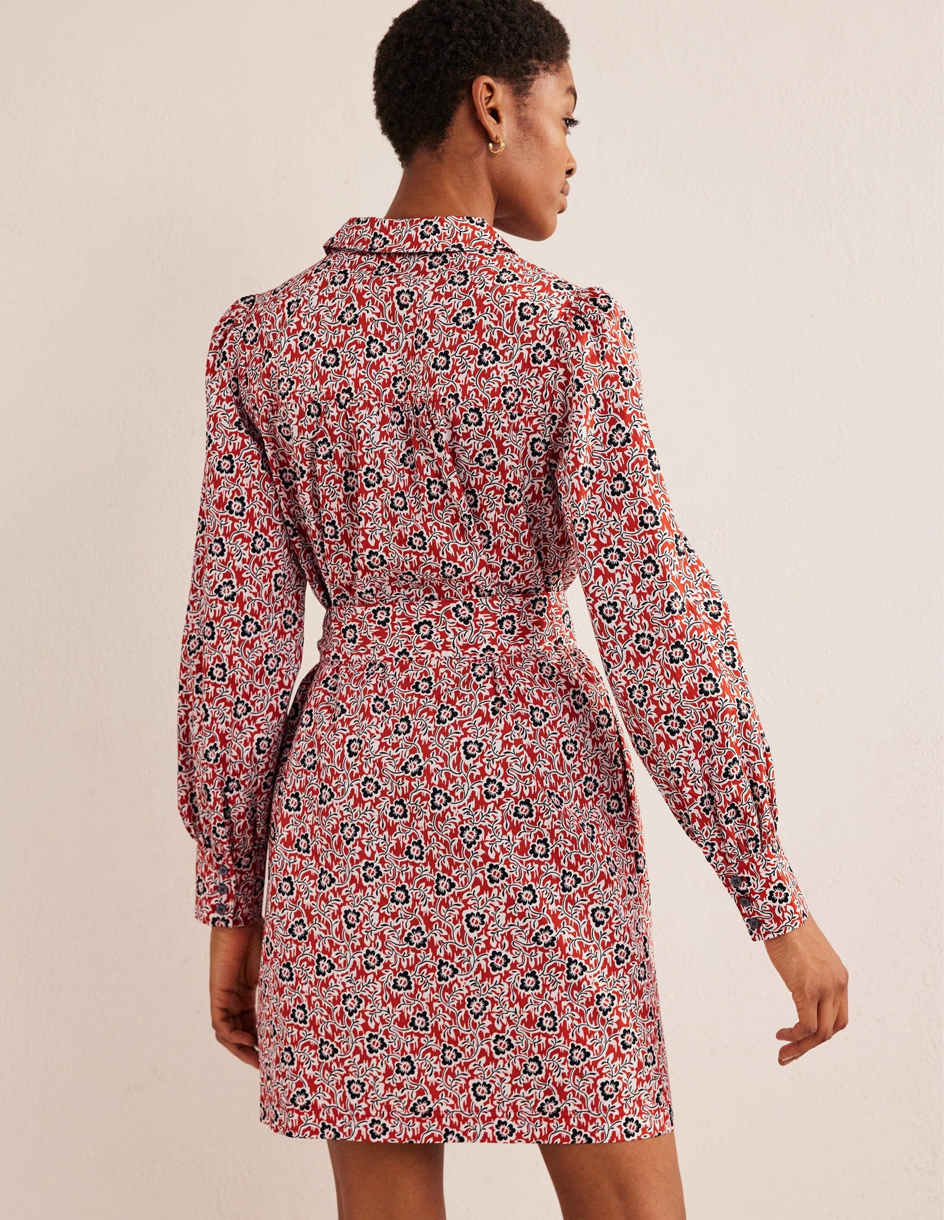Mini Shift Shirt Dress-Tomato, Clover Swirl-3