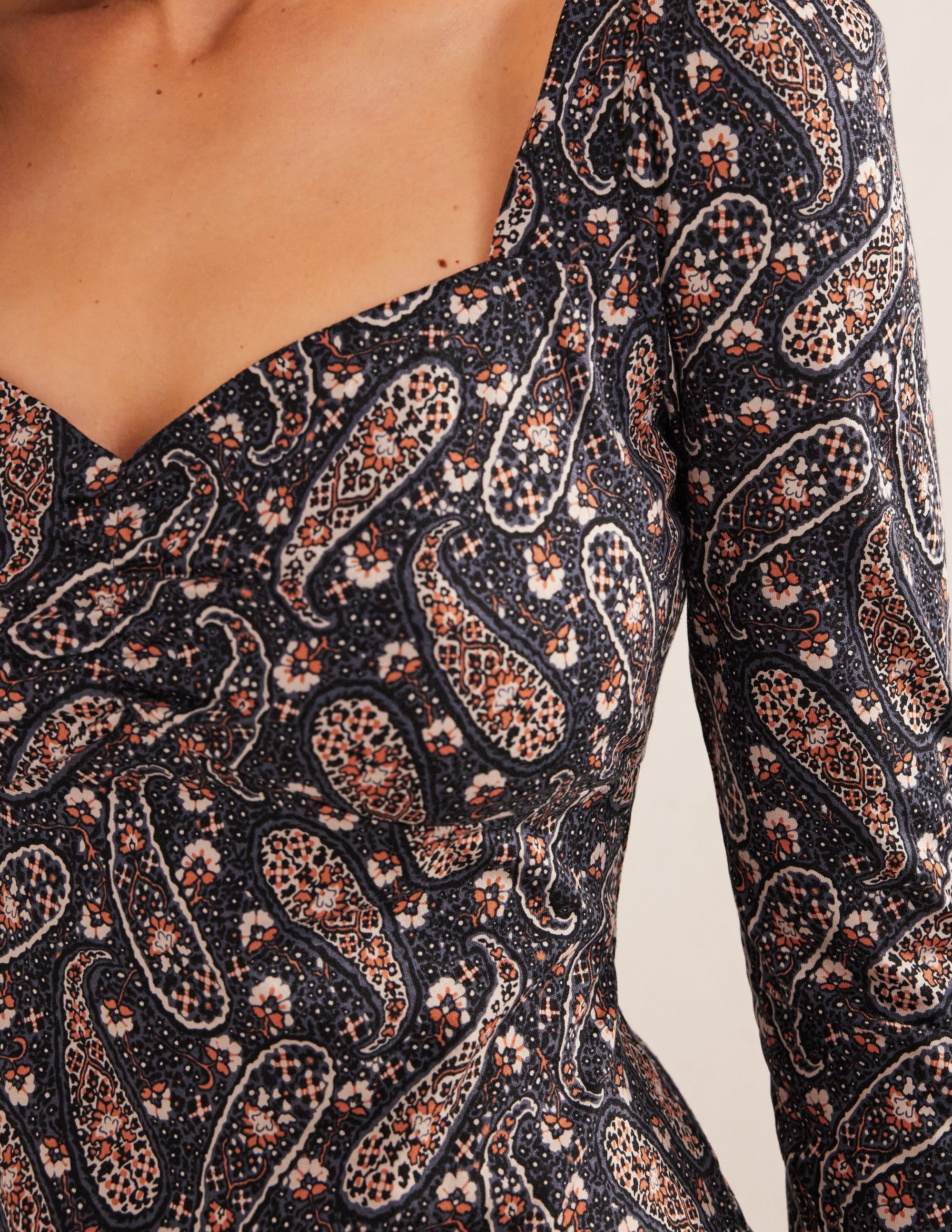 Sweetheart Jersey Mini Dress-Multi, Paisley Blooms - Image 3
